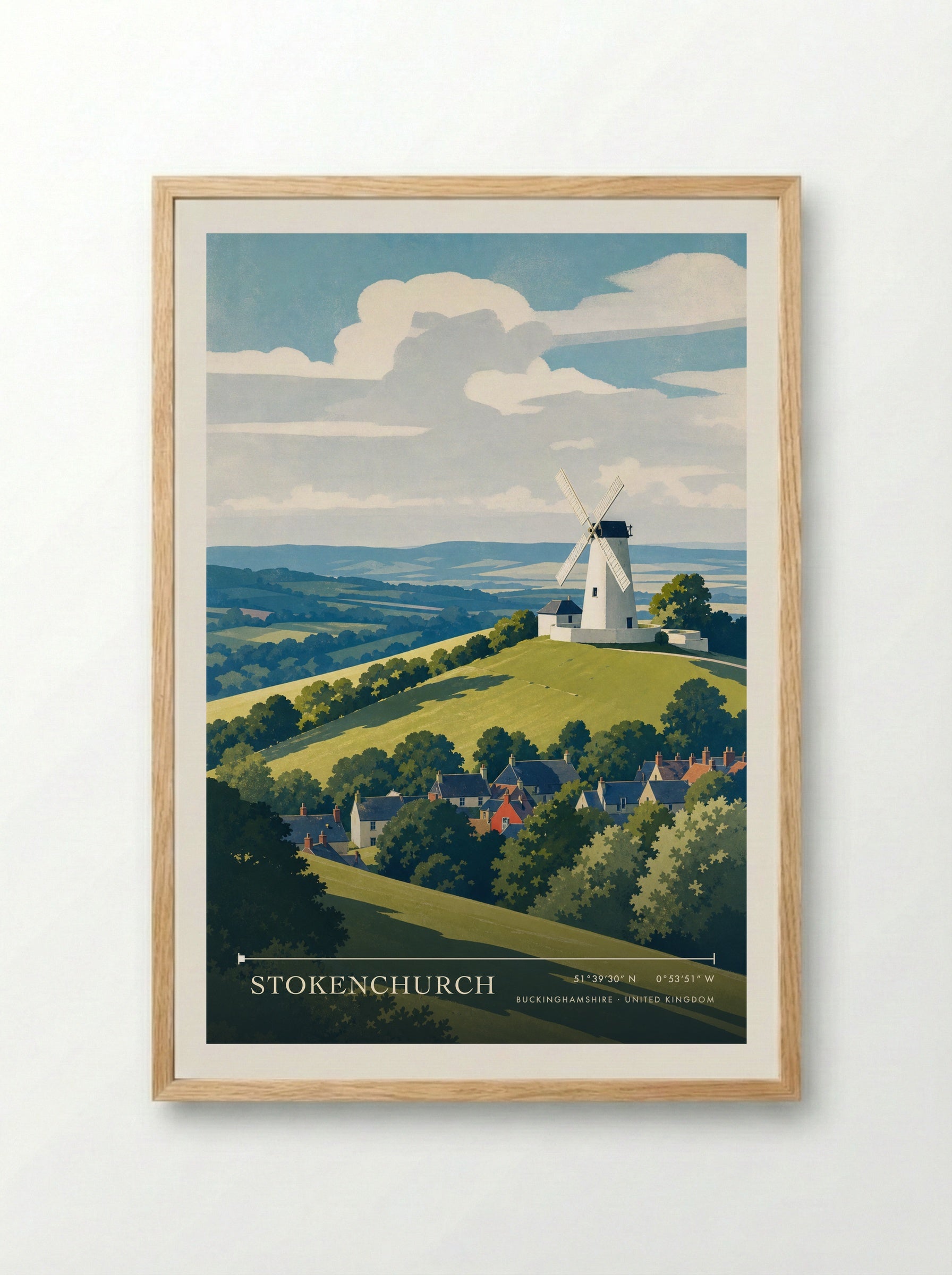 Stokenchurch Buckinghamshire United Kingdom Travel Poster - Framed Print Wood