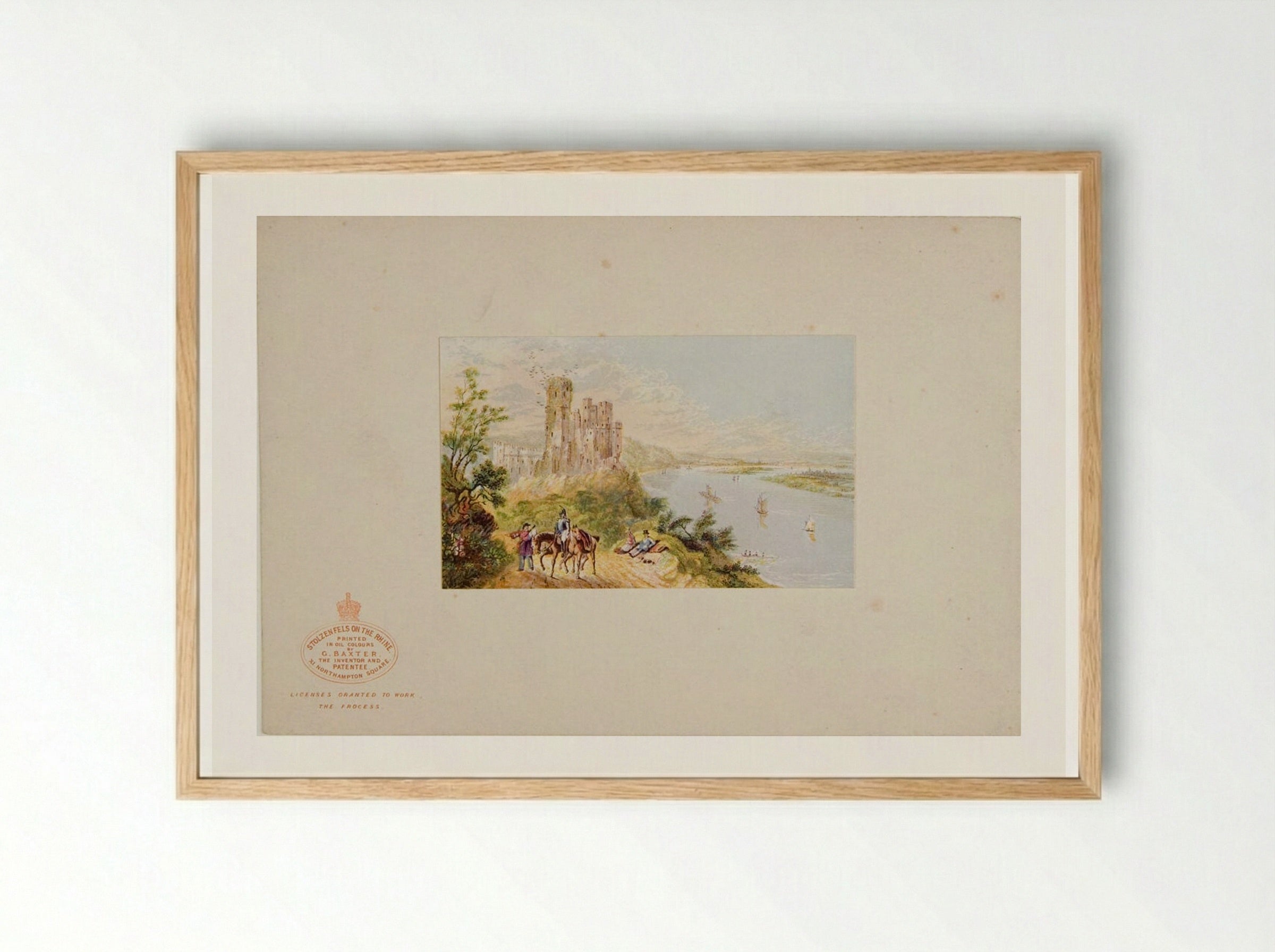 Stolzenfels on the Rhine - George Baxter - Framed Print Wood