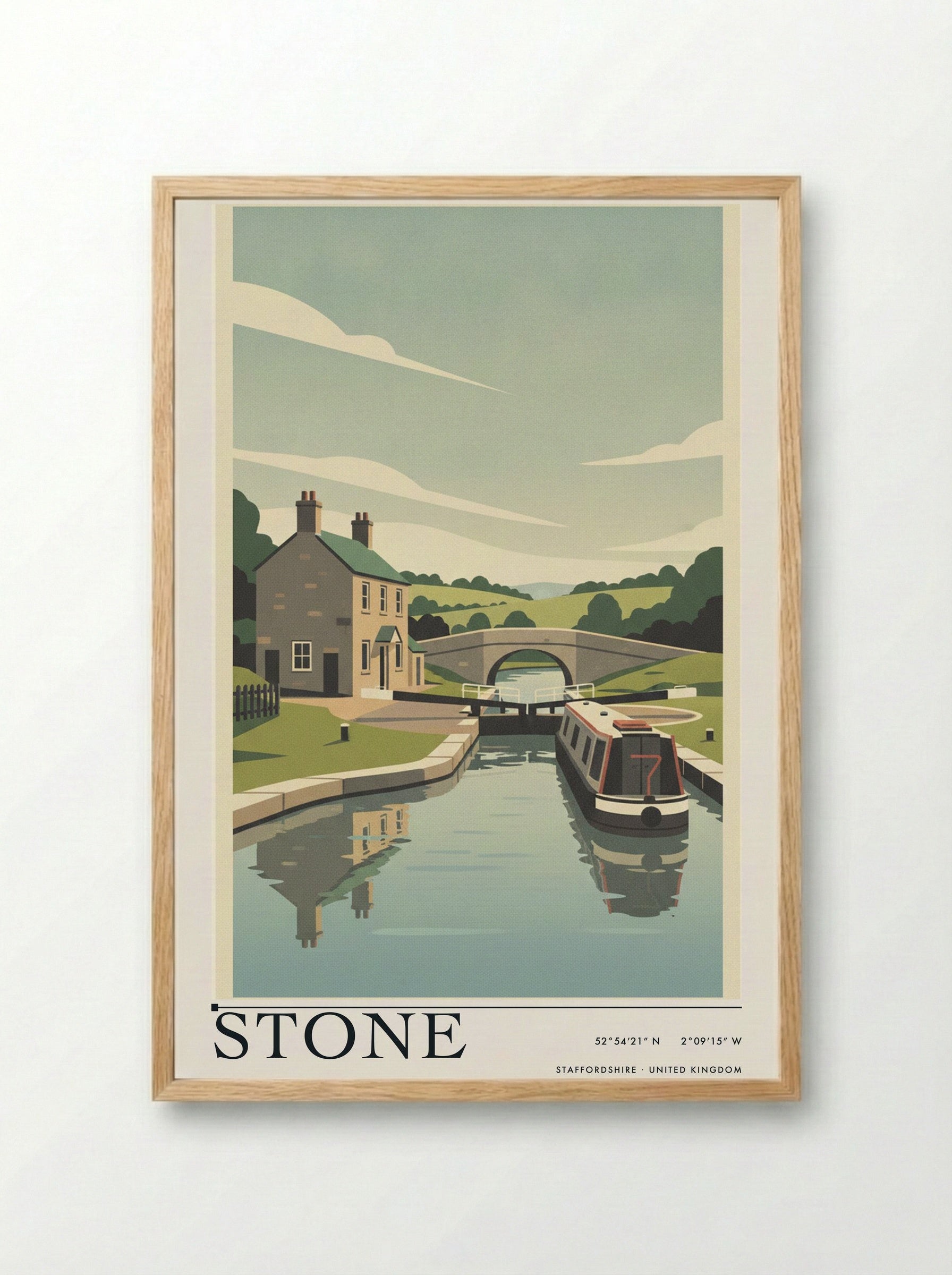 Stone Staffordshire United Kingdom Travel Poster - Framed Print Wood