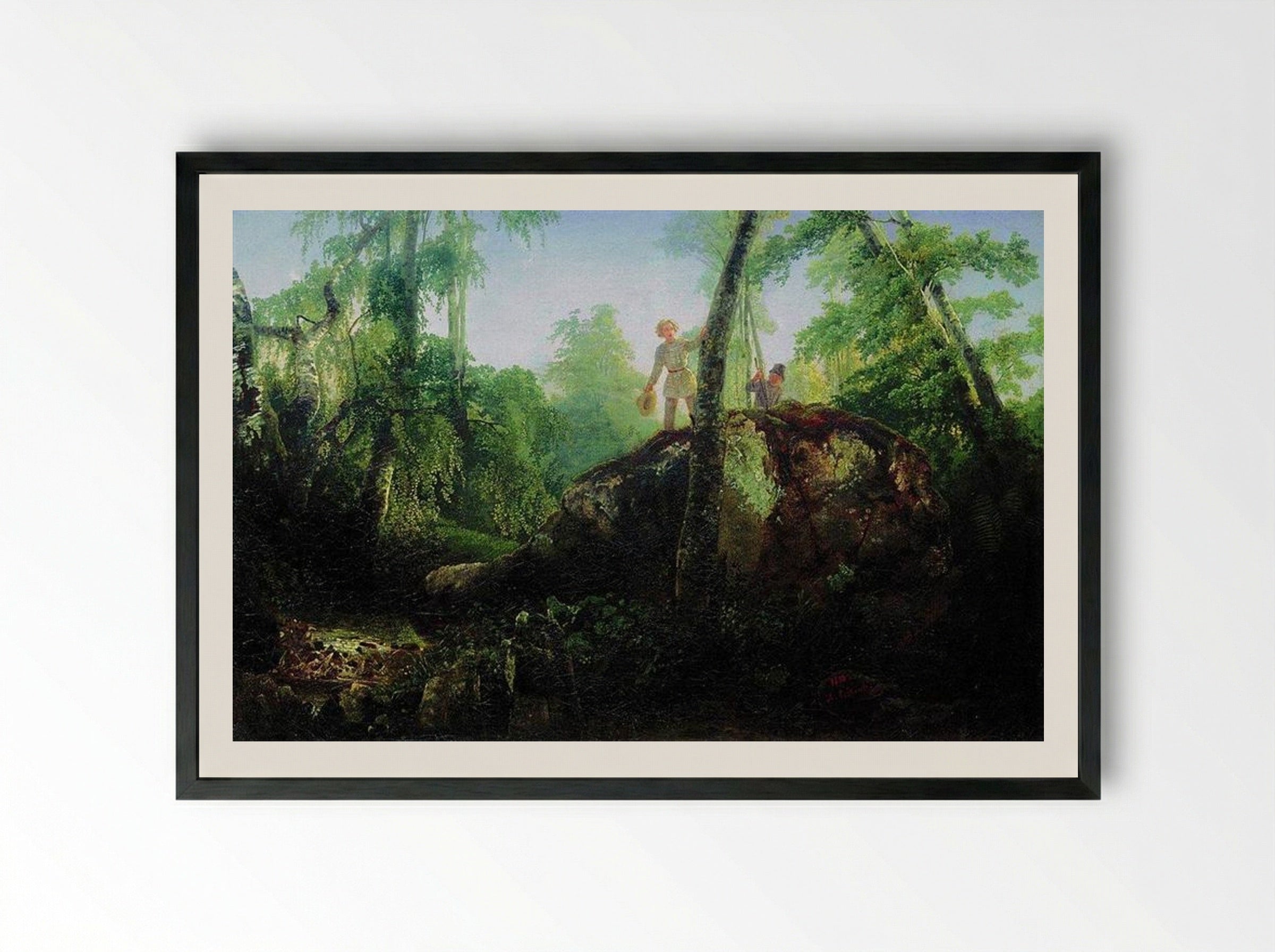 Stone in the Forest Near the Spill - Aleksey Savrasov - Framed Print Black