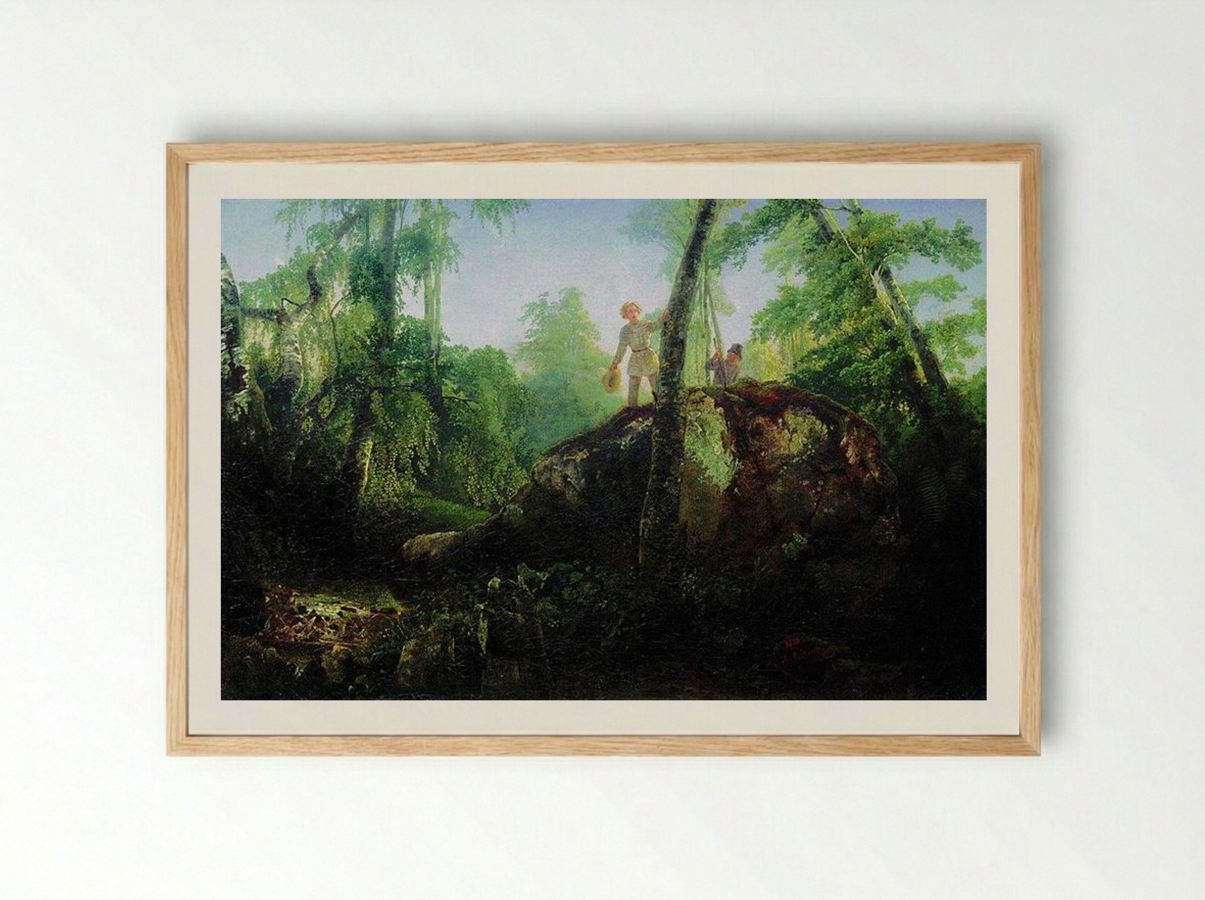 Stone in the Forest Near the Spill - Aleksey Savrasov - Framed Print Wood