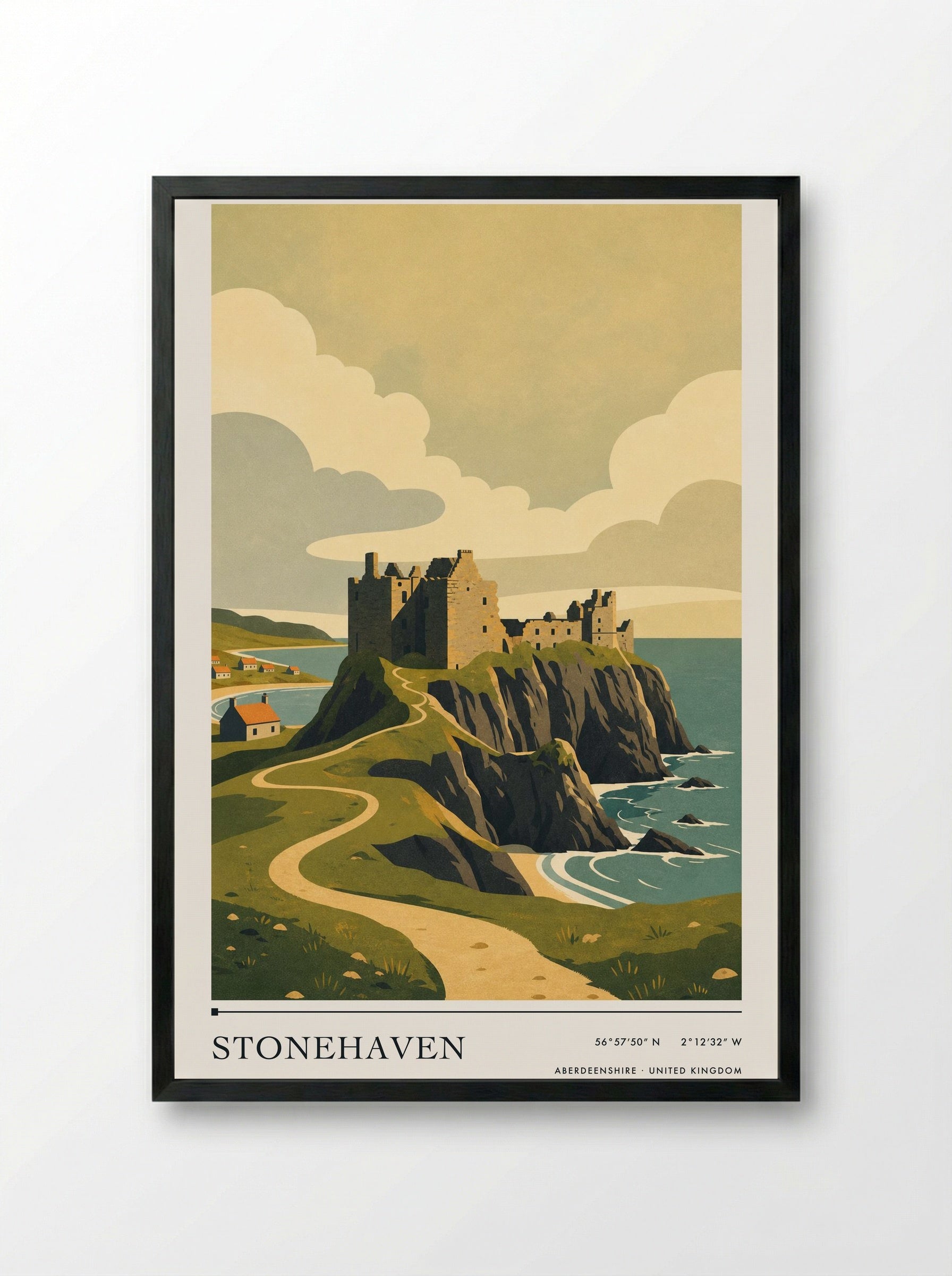 Stonehaven Aberdeenshire United Kingdom Travel Poster - Framed Print Black