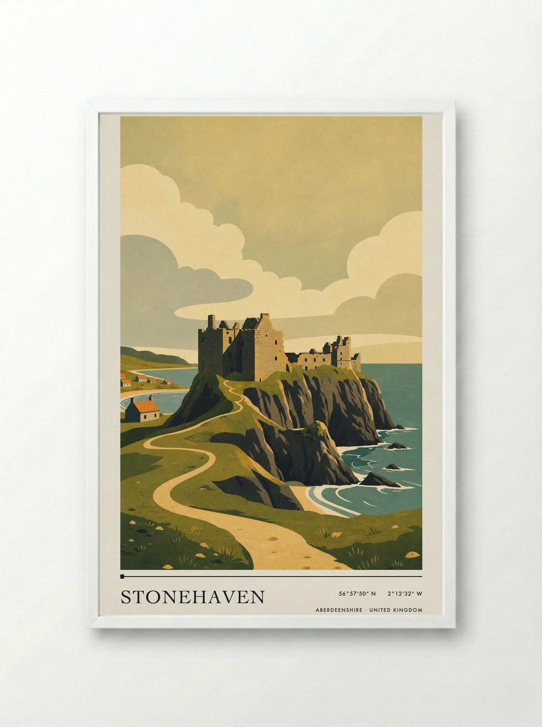 Stonehaven Aberdeenshire United Kingdom Travel Poster - Framed Print White