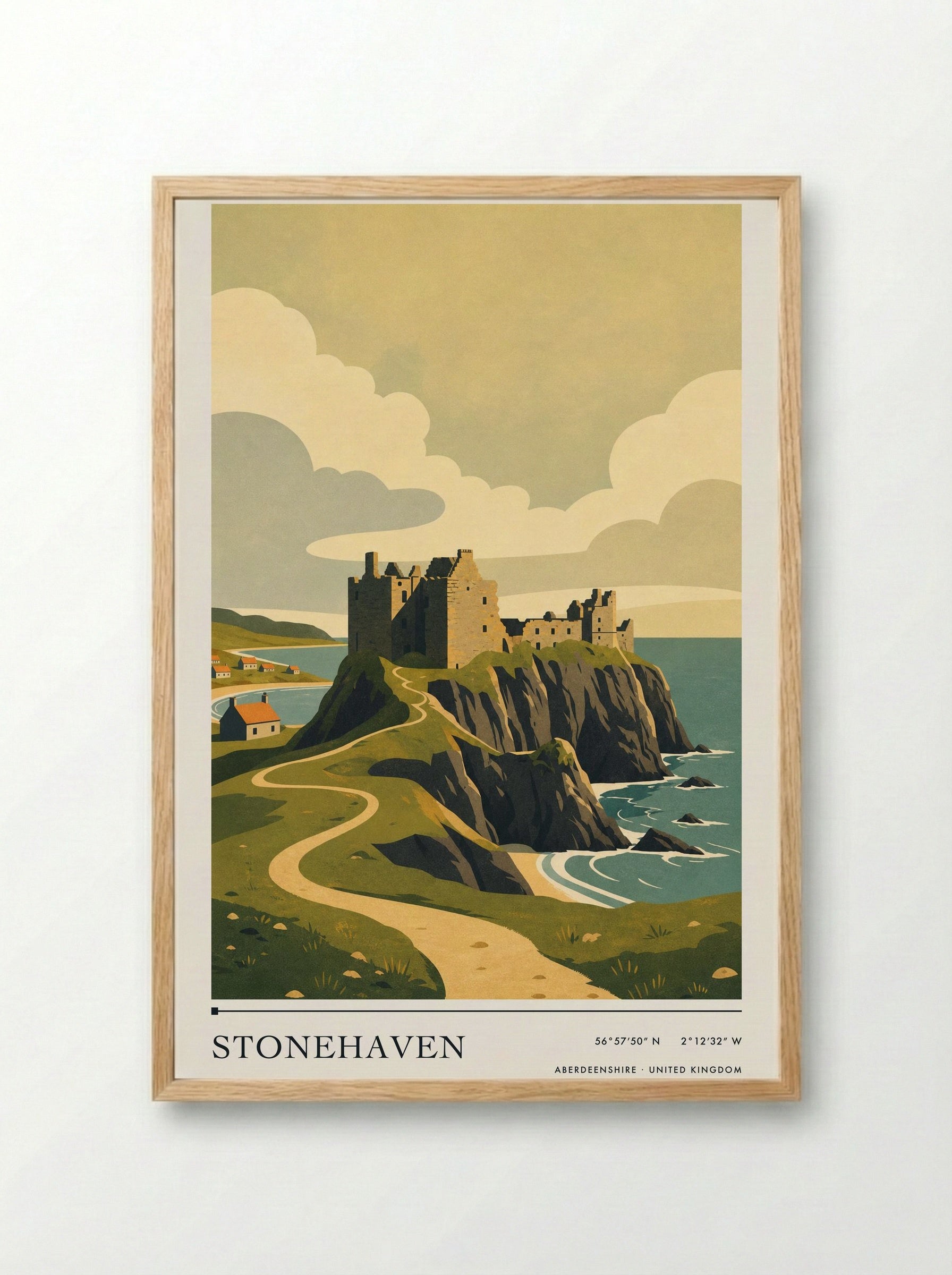 Stonehaven Aberdeenshire United Kingdom Travel Poster - Framed Print Wood