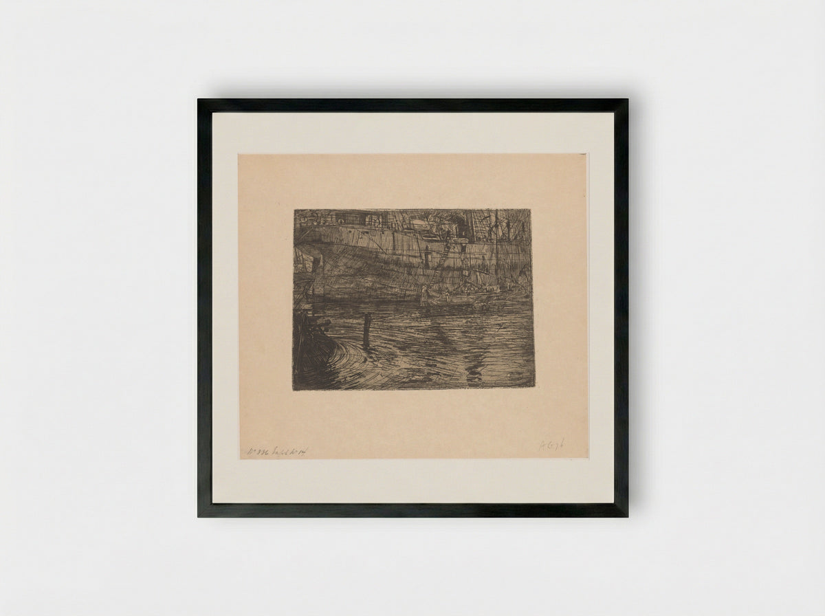 Stoomboot in het Westerdok in Amsterdam - Pieter Dupont - Framed Print Black