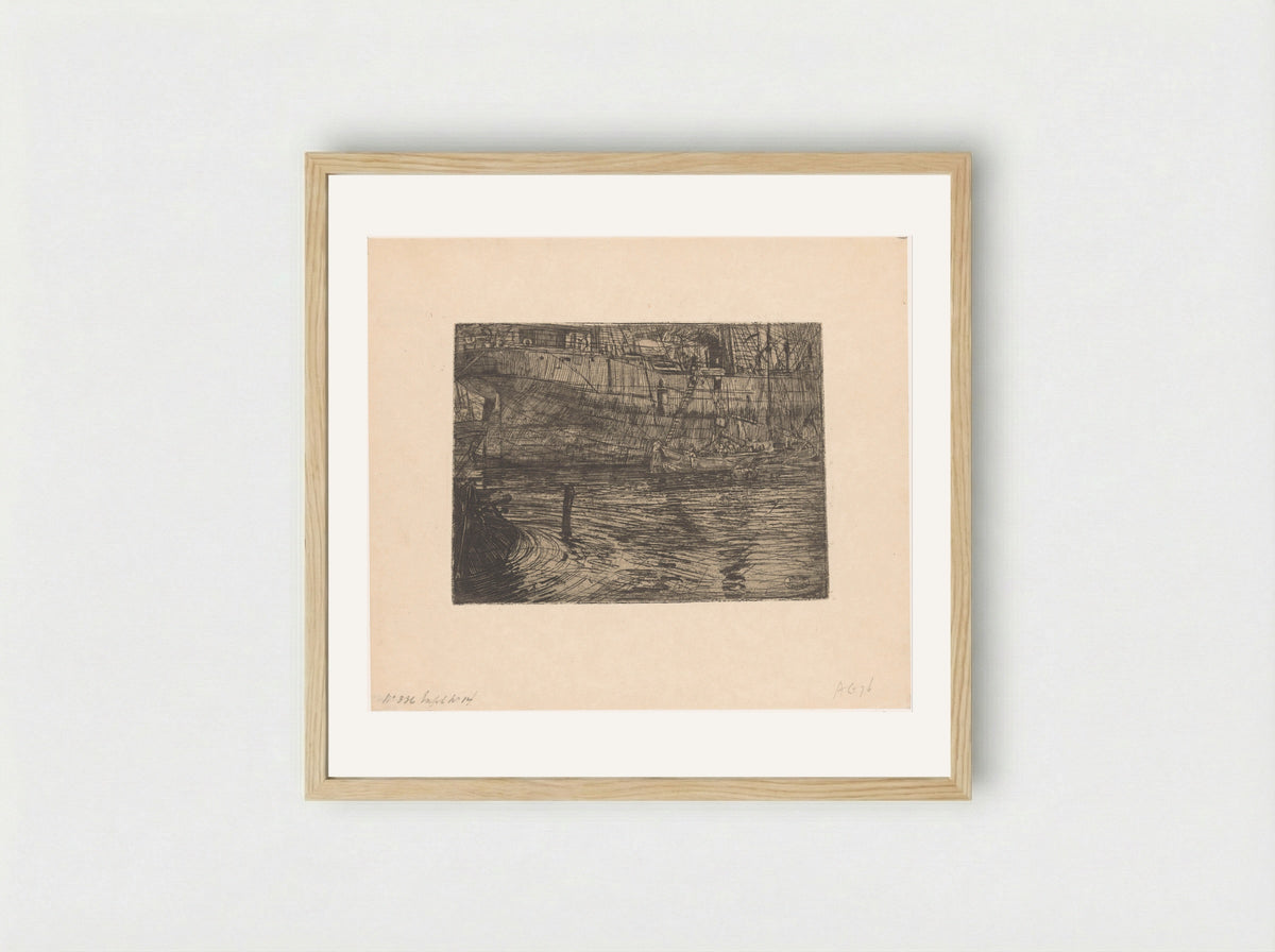 Stoomboot in het Westerdok in Amsterdam - Pieter Dupont - Framed Print Wood