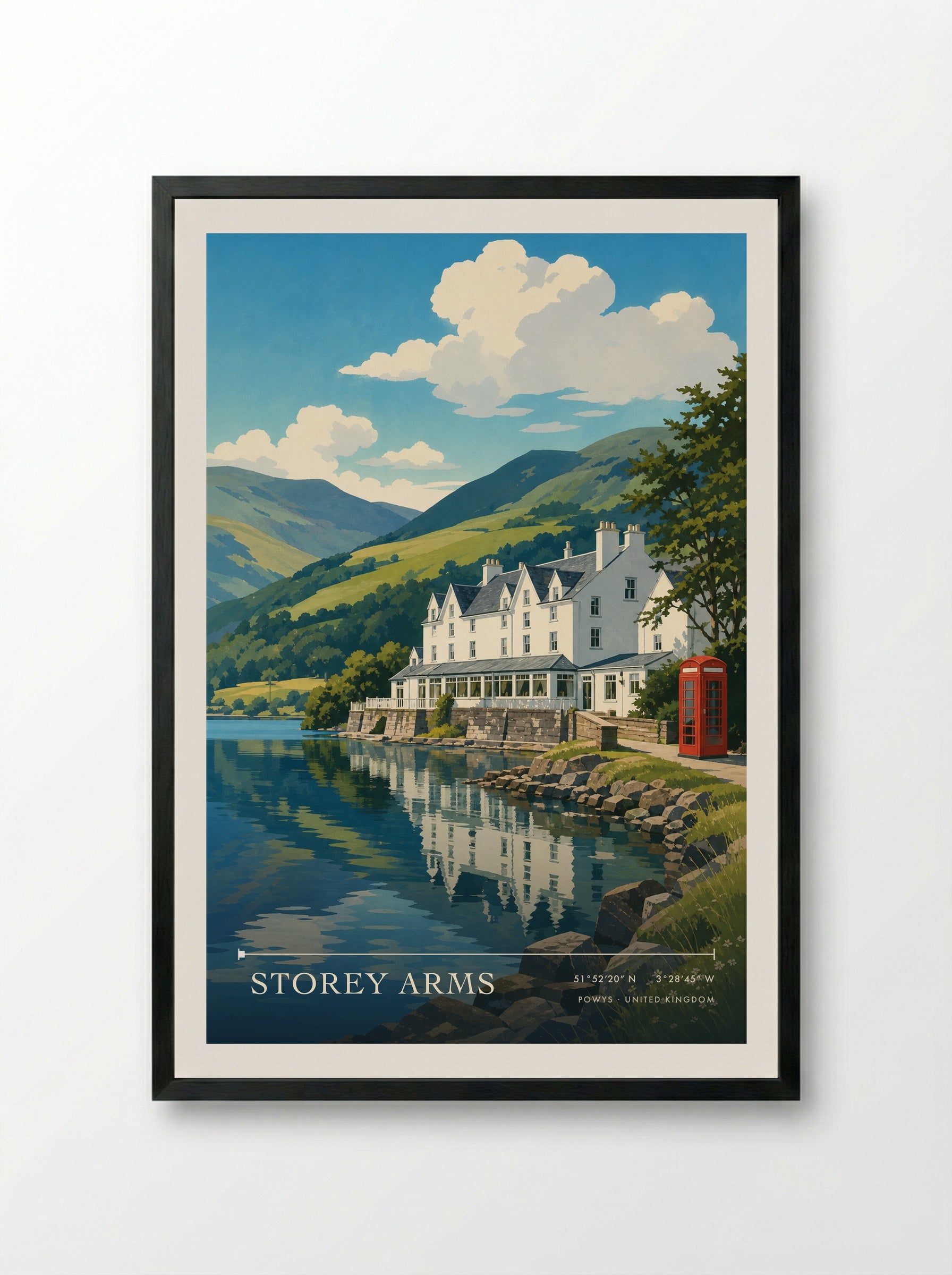 Storey Arms Powys United Kingdom Travel Poster - Framed Print Black
