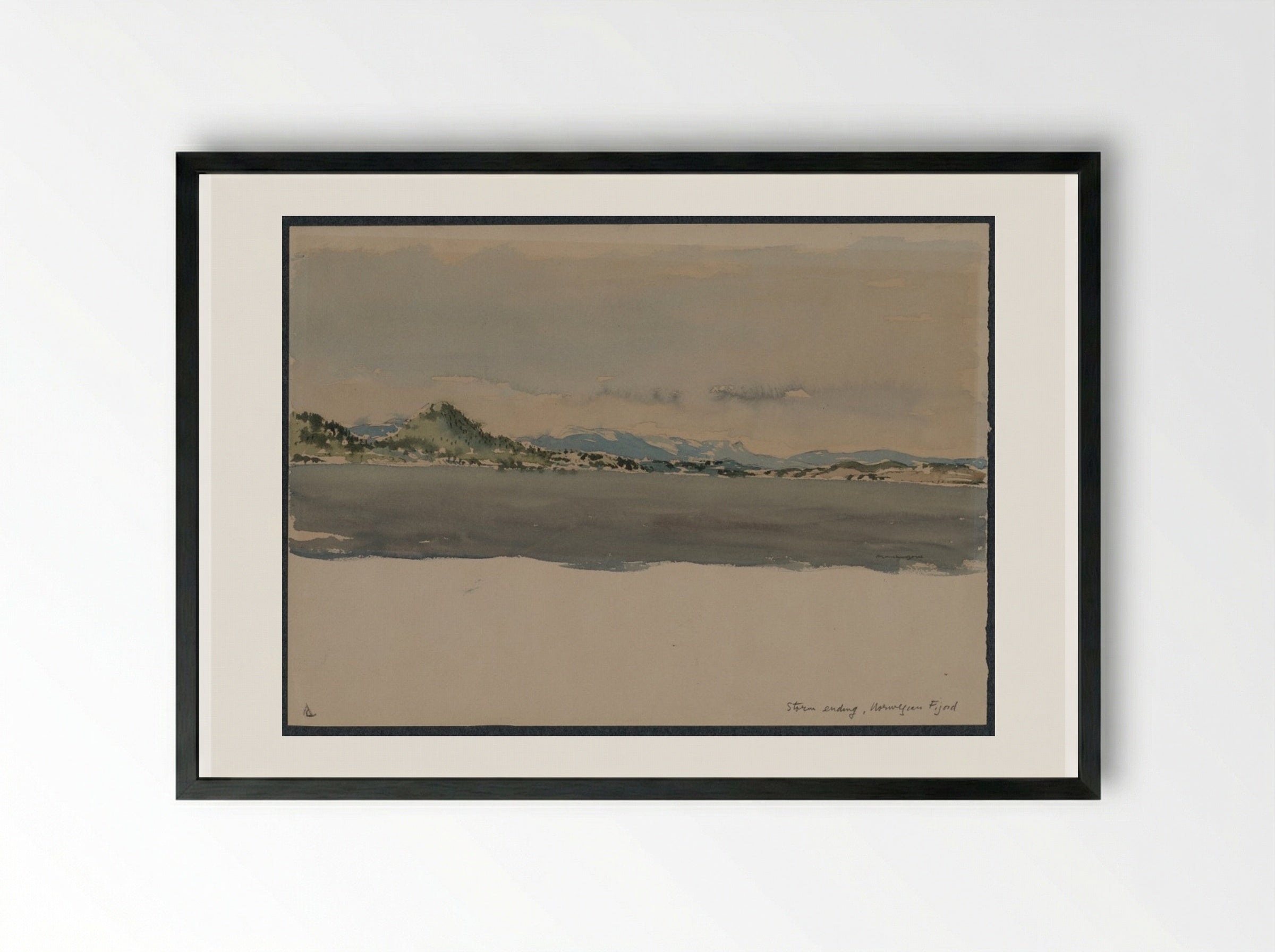 Storm Ending, Norwegian Fjord - Muirhead Bone - Framed Print Black