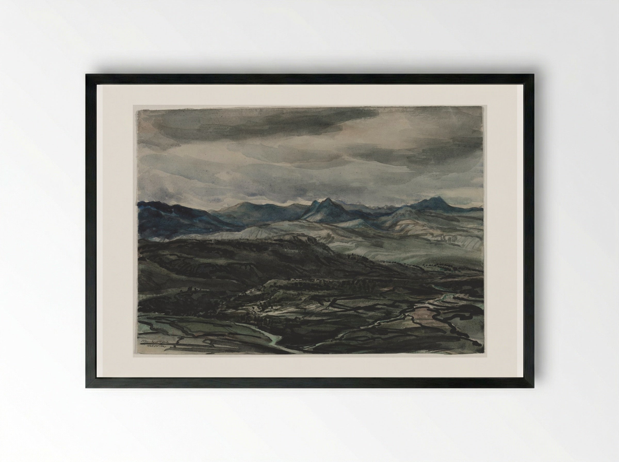 Storm Weather, Ronda, Spain - Muirhead Bone - Framed Print Black