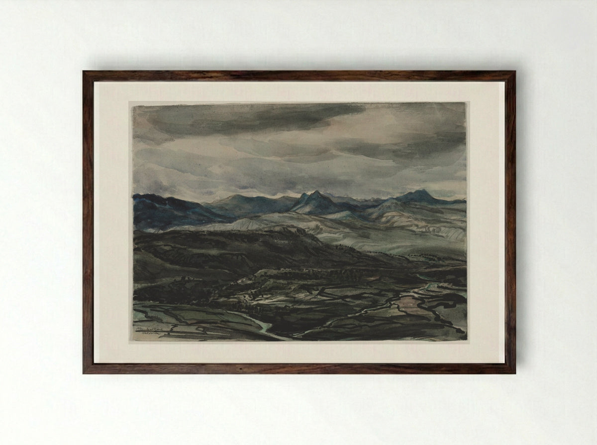 Storm Weather, Ronda, Spain - Muirhead Bone - Framed Print Dark Wood