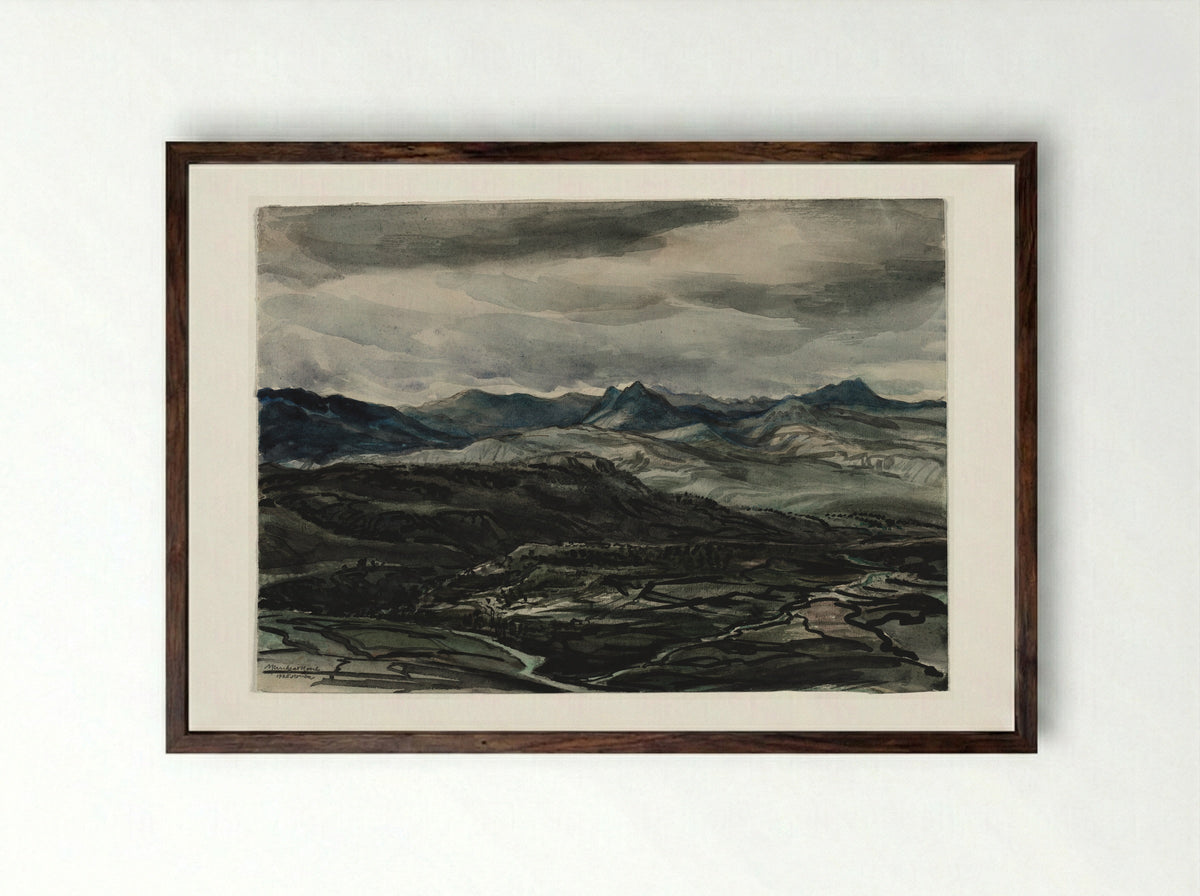 Storm Weather, Ronda, Spain - Muirhead Bone - Framed Print Dark Wood