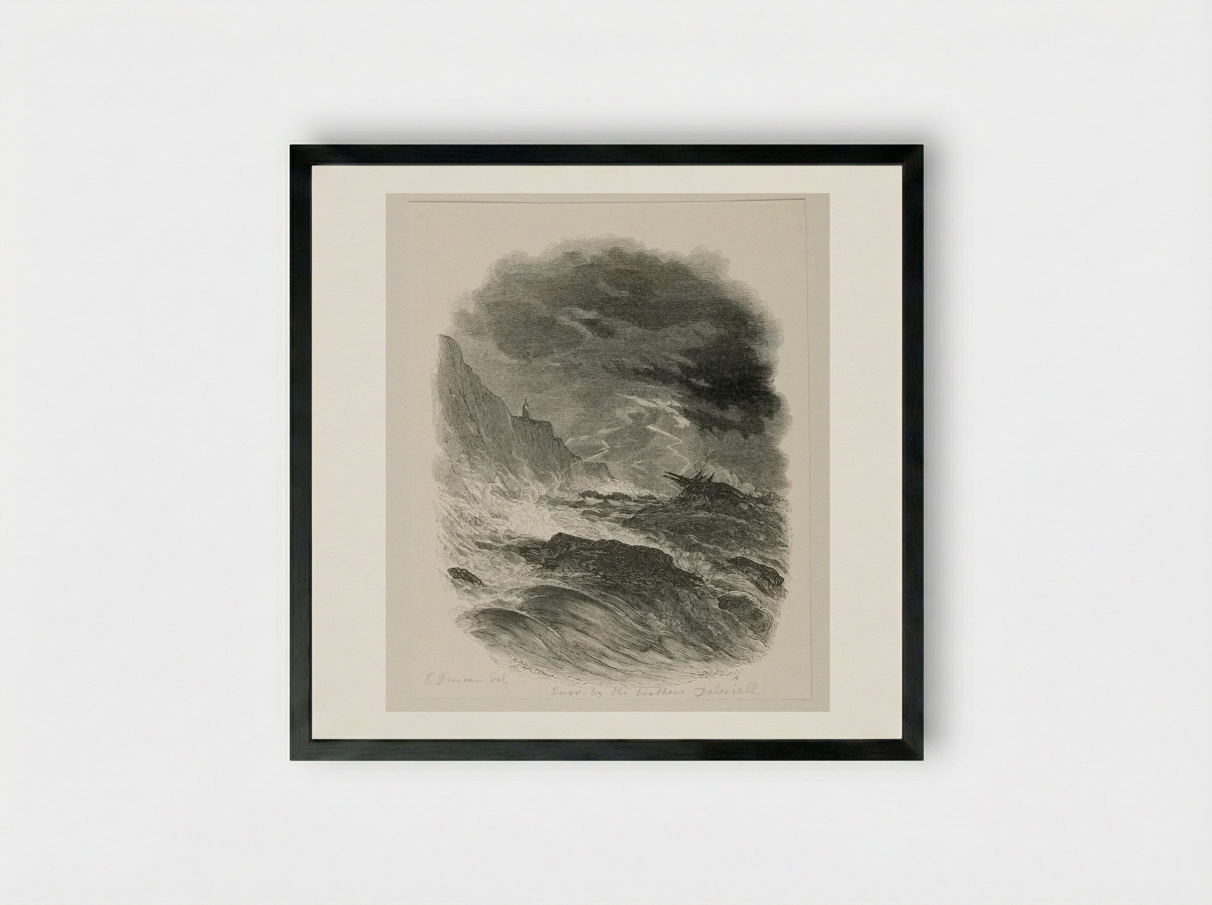 Storm at Sea - Edward Dalziel - Framed Print Black