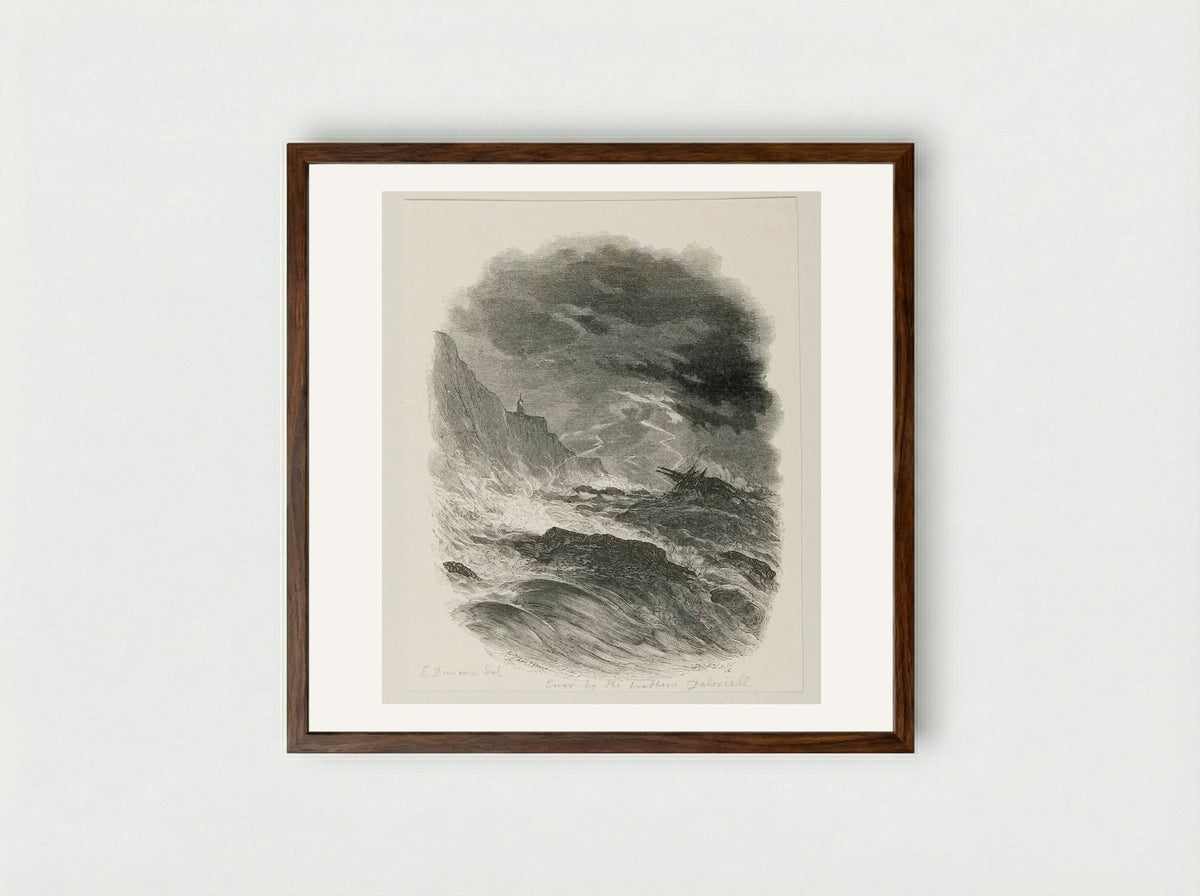 Storm at Sea - Edward Dalziel - Framed Print Dark Wood