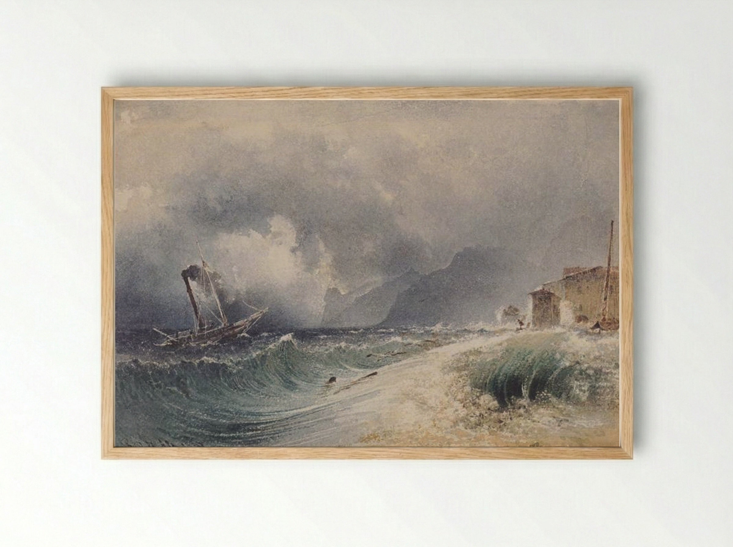 Storm on Lake Garda - Rudolf von Alt - Framed Print Wood