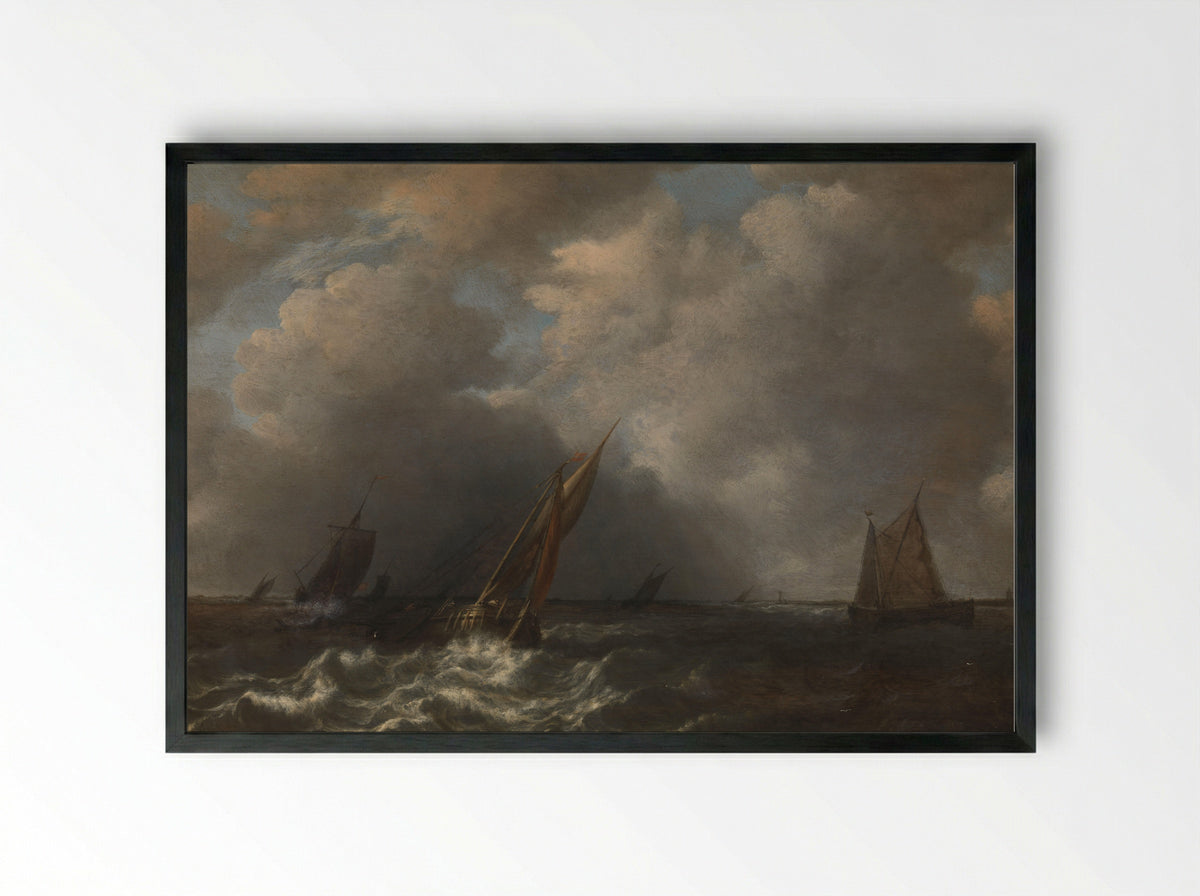 Storm op de Maas - Hendrick Martensz Sorgh - Framed Print Black