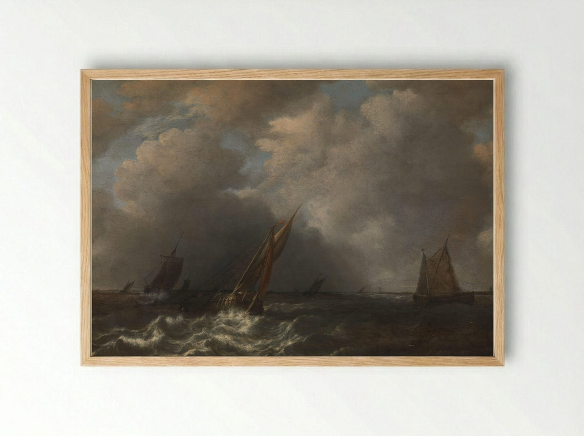 Storm op de Maas - Hendrick Martensz Sorgh - Framed Print Wood