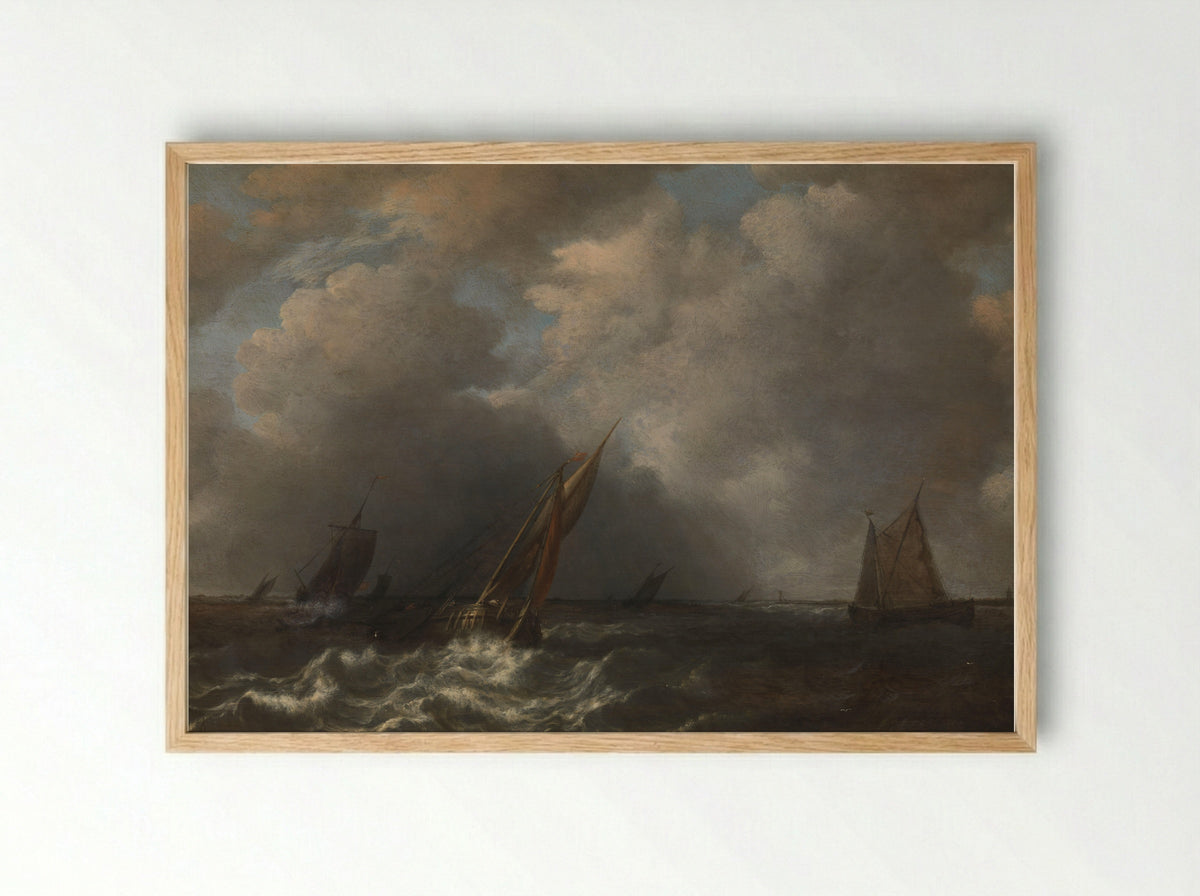 Storm op de Maas - Hendrick Martensz Sorgh - Framed Print Wood