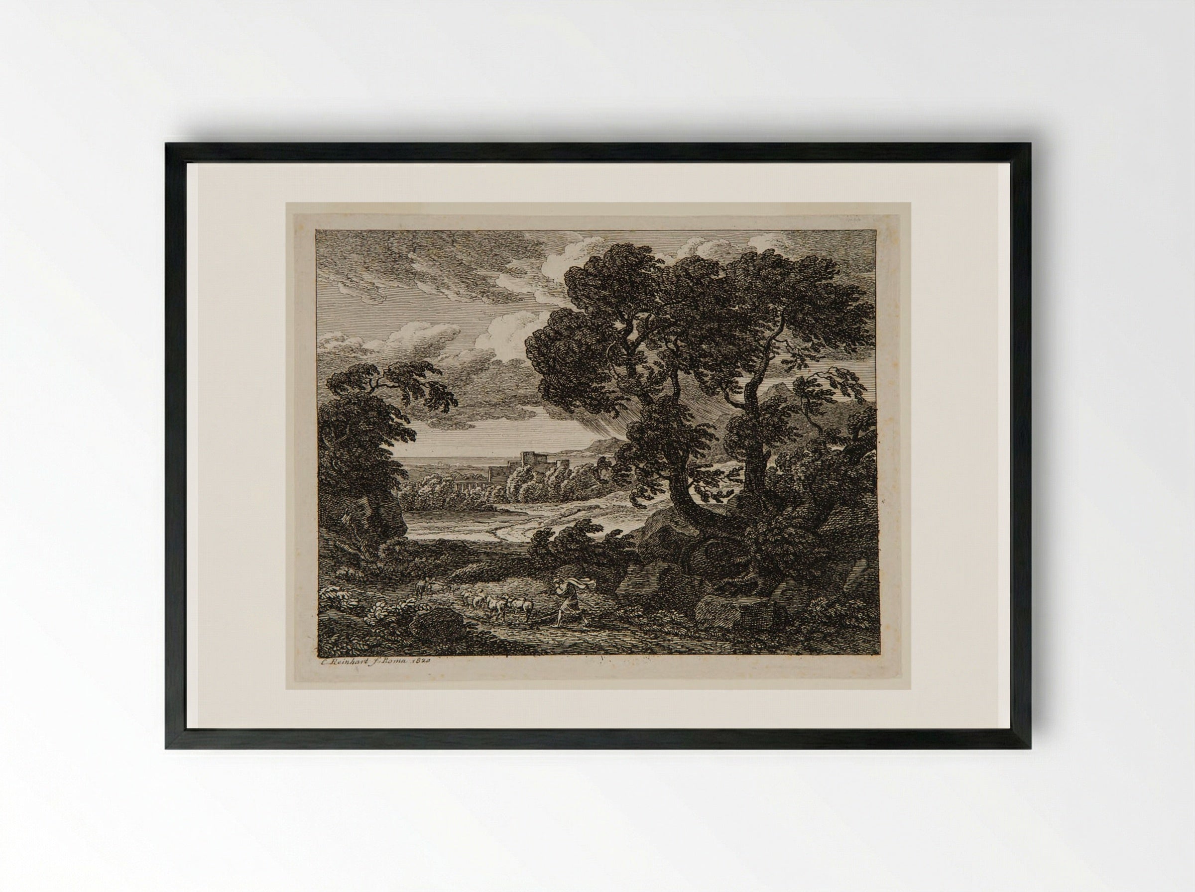 Storm - Johann Christian Reinhart - Framed Print Black