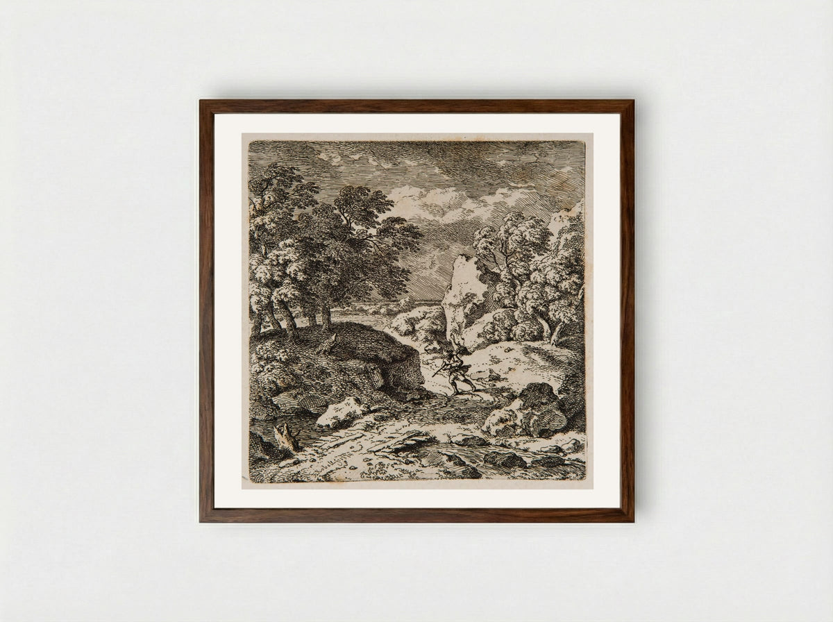 Storm - Ferdinand Kobell - Framed Print Dark Wood