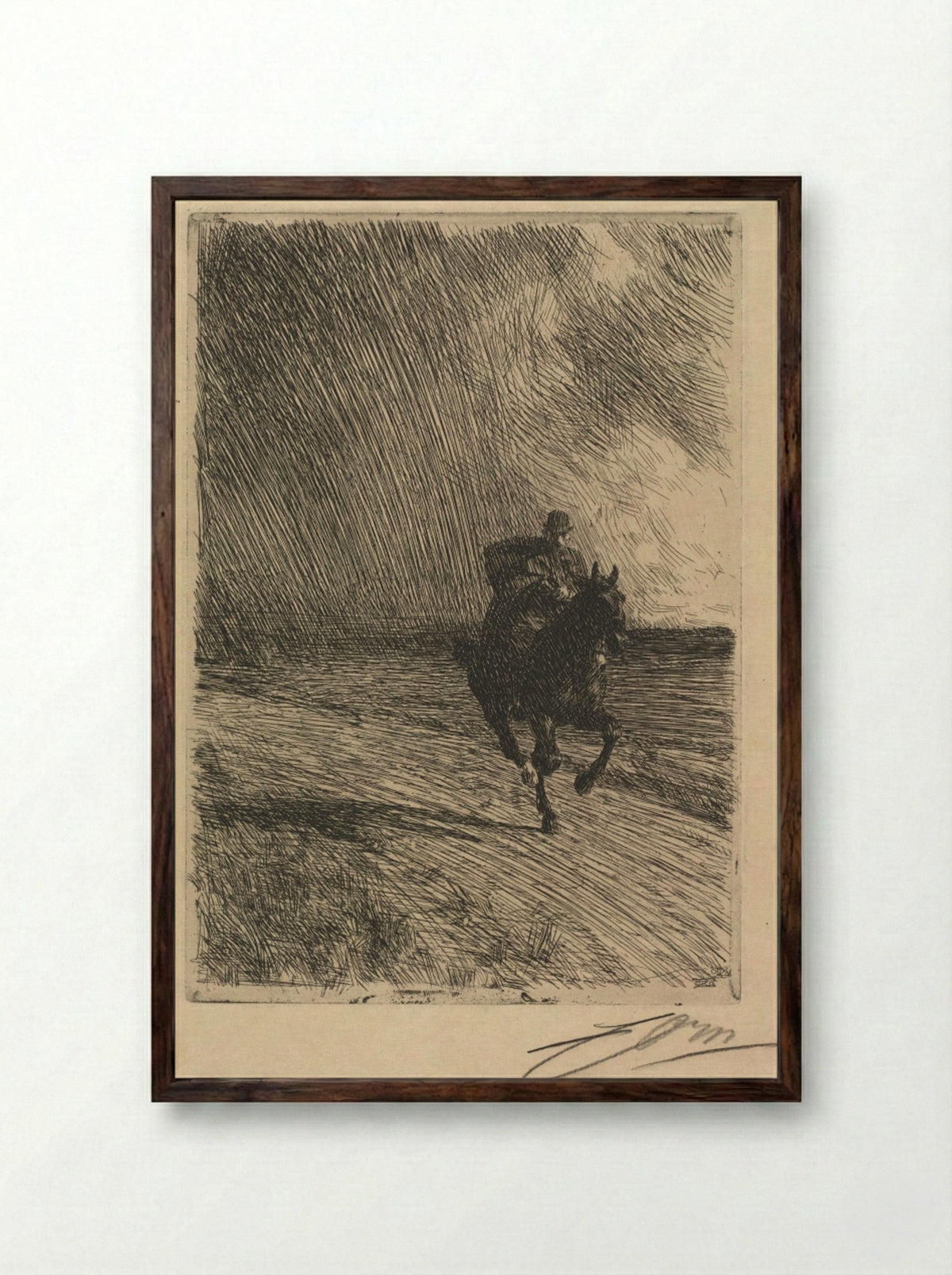 Storm - Anders Zorn - Framed Print Dark Wood
