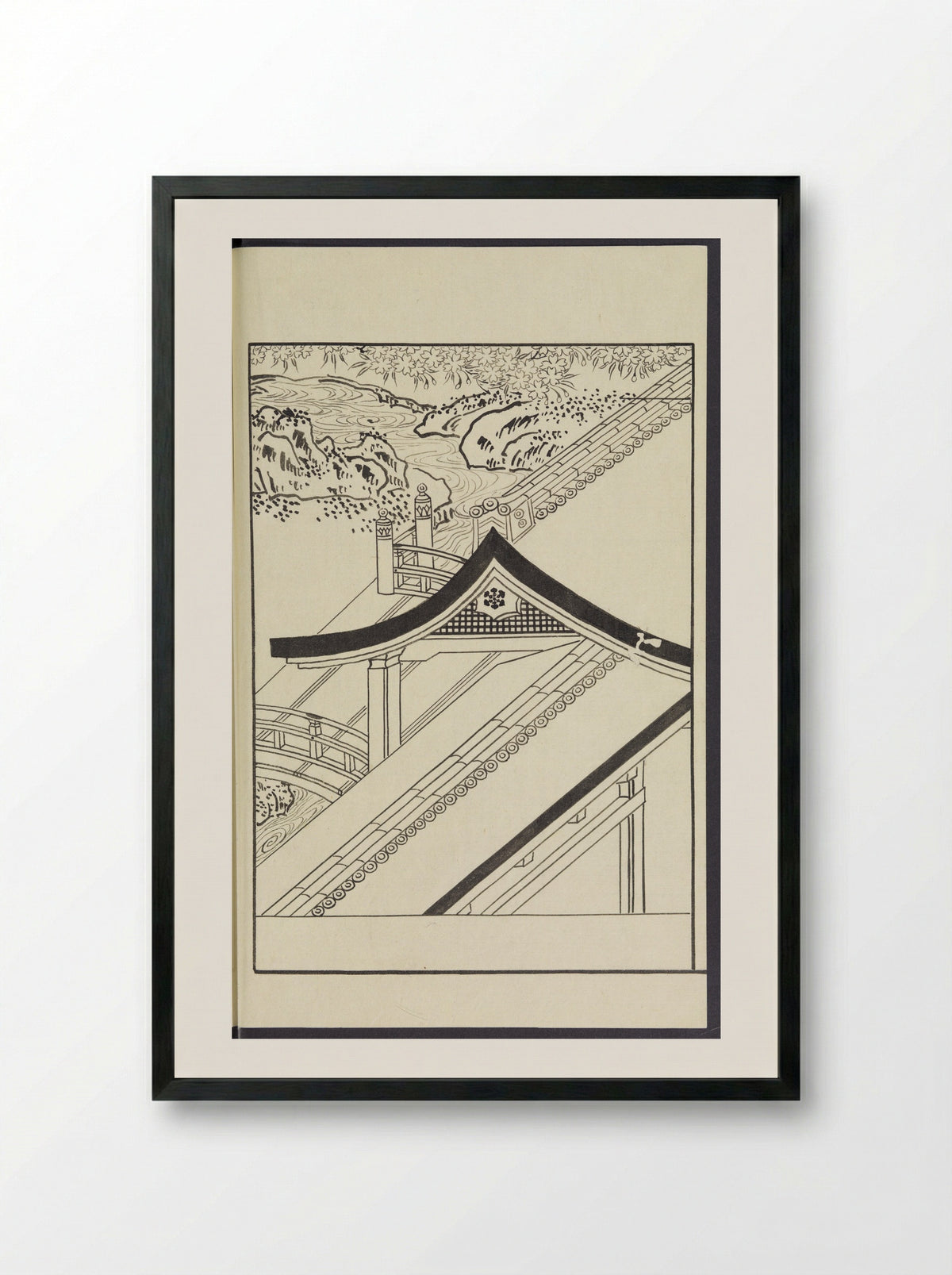 Story of Michizane Sugawara (Tenjin Engi) - Reizen Tametaka - Framed Print Black