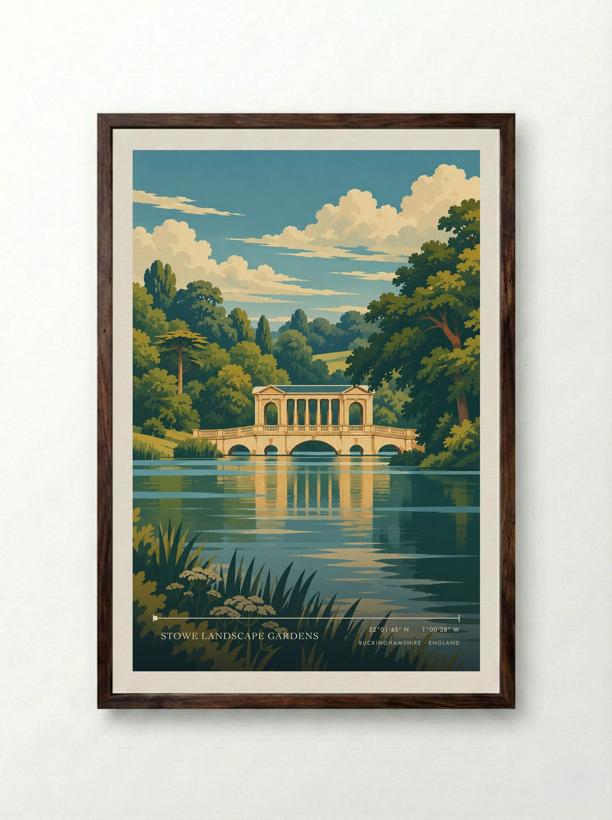 Stowe Landscape Gardens, Buckinghamshire | Travel Poster - Framed Print Dark Wood