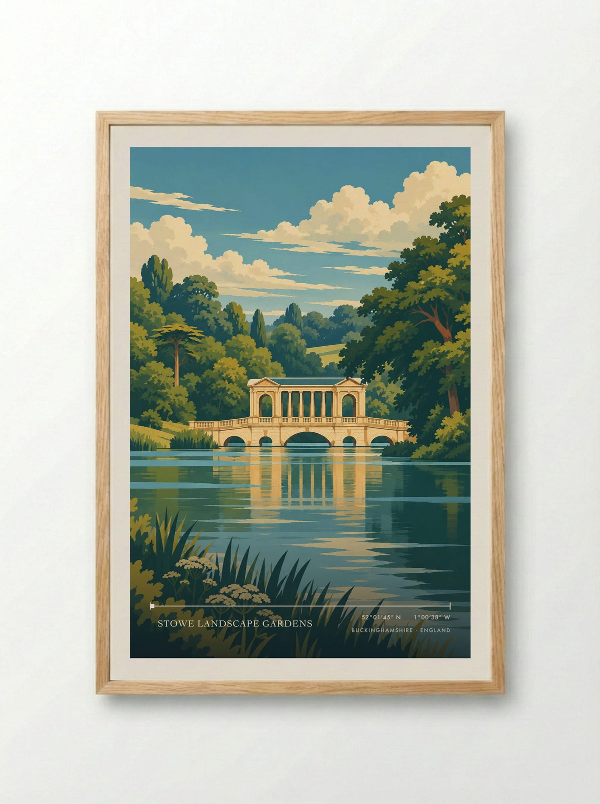 Stowe Landscape Gardens, Buckinghamshire | Travel Poster - Framed Print Wood