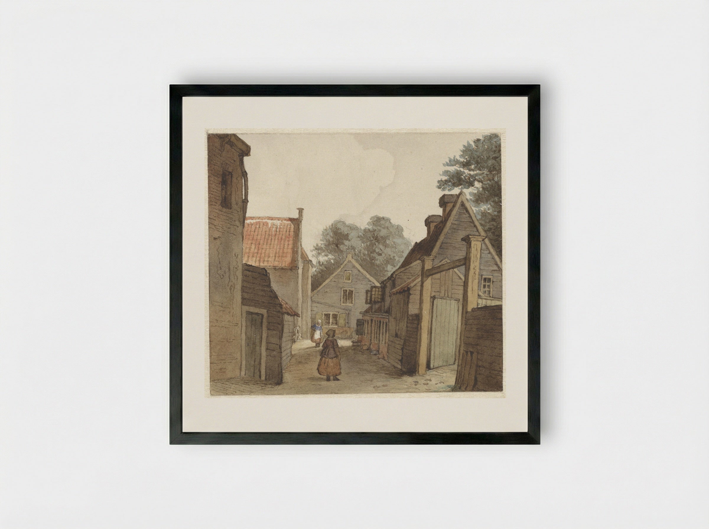 Straat bij de Manege - Hendrik Abraham Klinkhamer - Framed Print Black