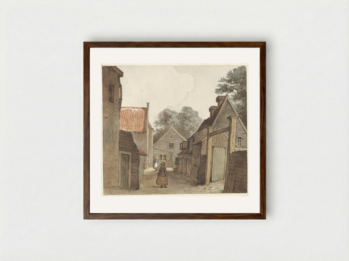 Straat bij de Manege - Hendrik Abraham Klinkhamer - Framed Print Dark Wood
