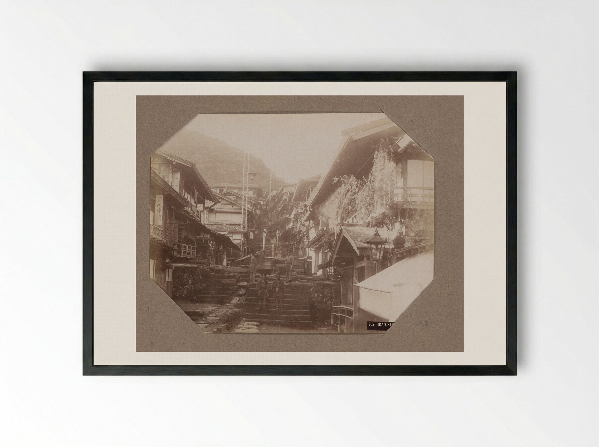 Straat in Ikaho, Japan - Kusakabe Kimbei - Framed Print Black