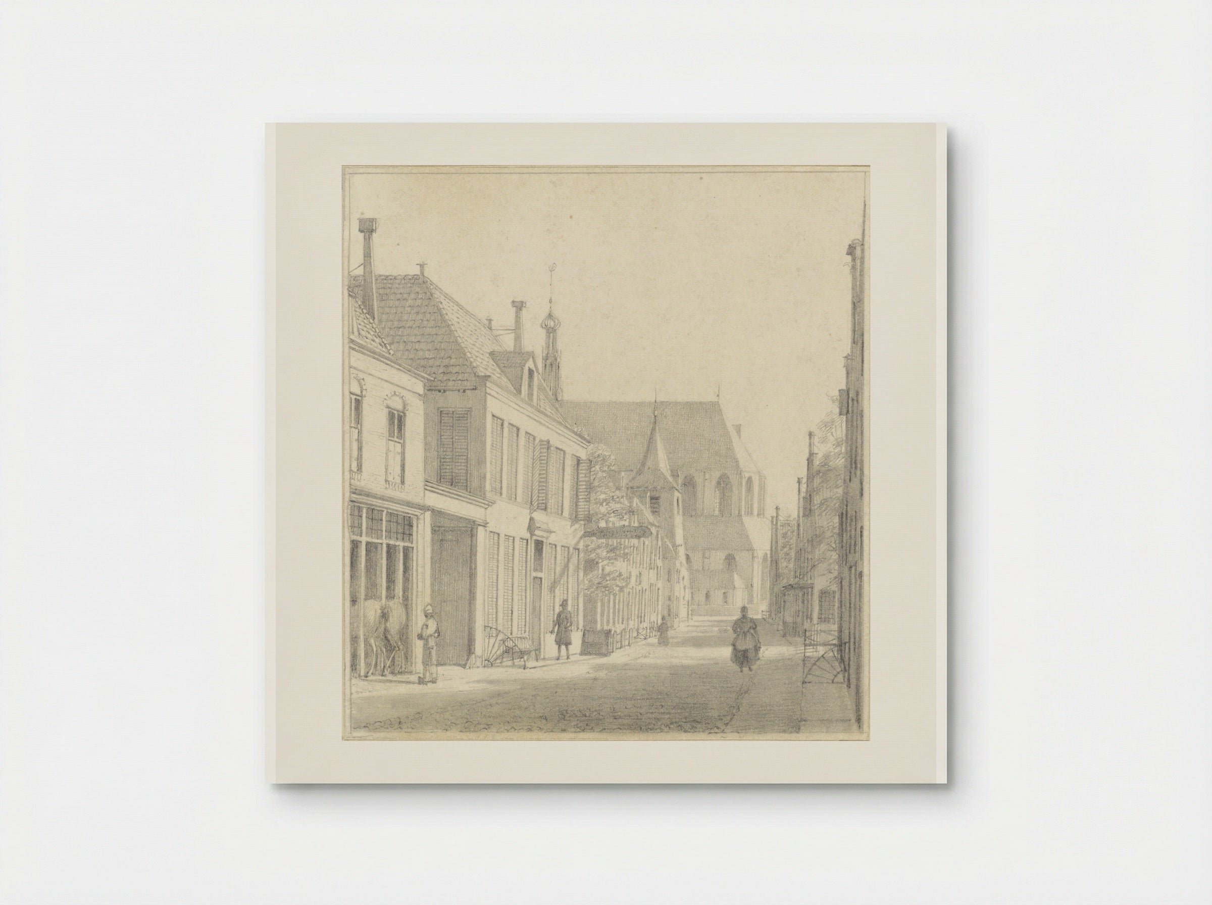 Straat te Alkmaar met de Grote kerk in het verschiet - Hendrik Abraham Klinkhamer - Poster