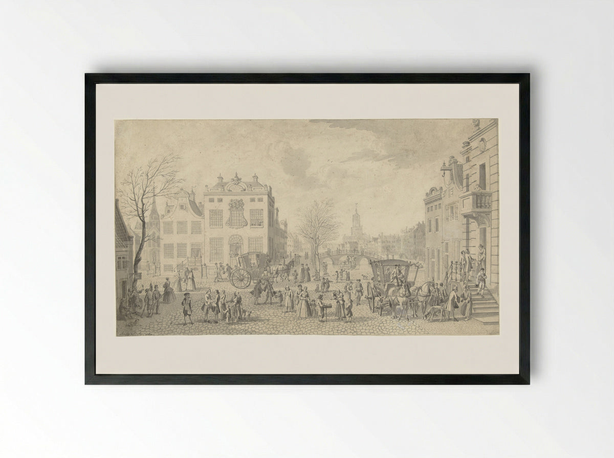 Straatgezicht te Den Haag - Nicolaes Aartman - Framed Print Black