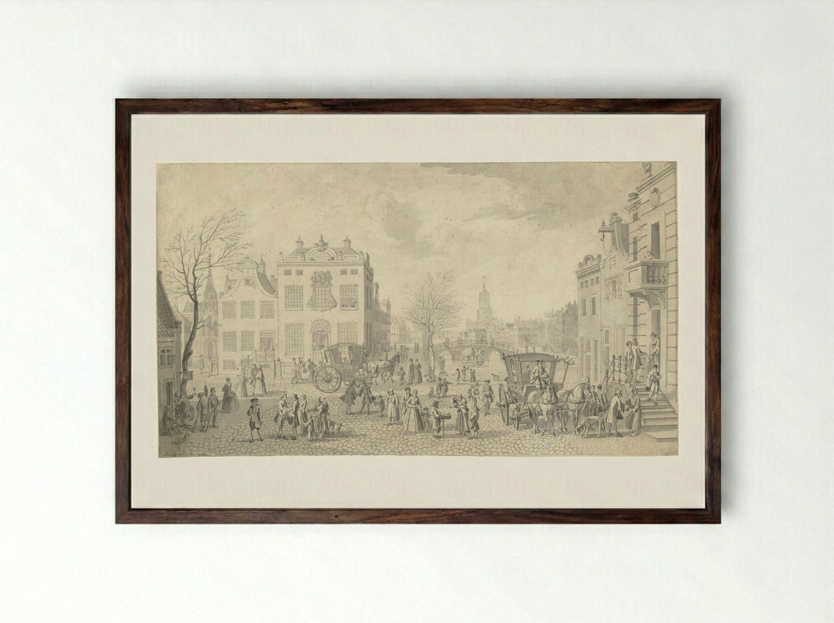 Straatgezicht te Den Haag - Nicolaes Aartman - Framed Print Dark Wood