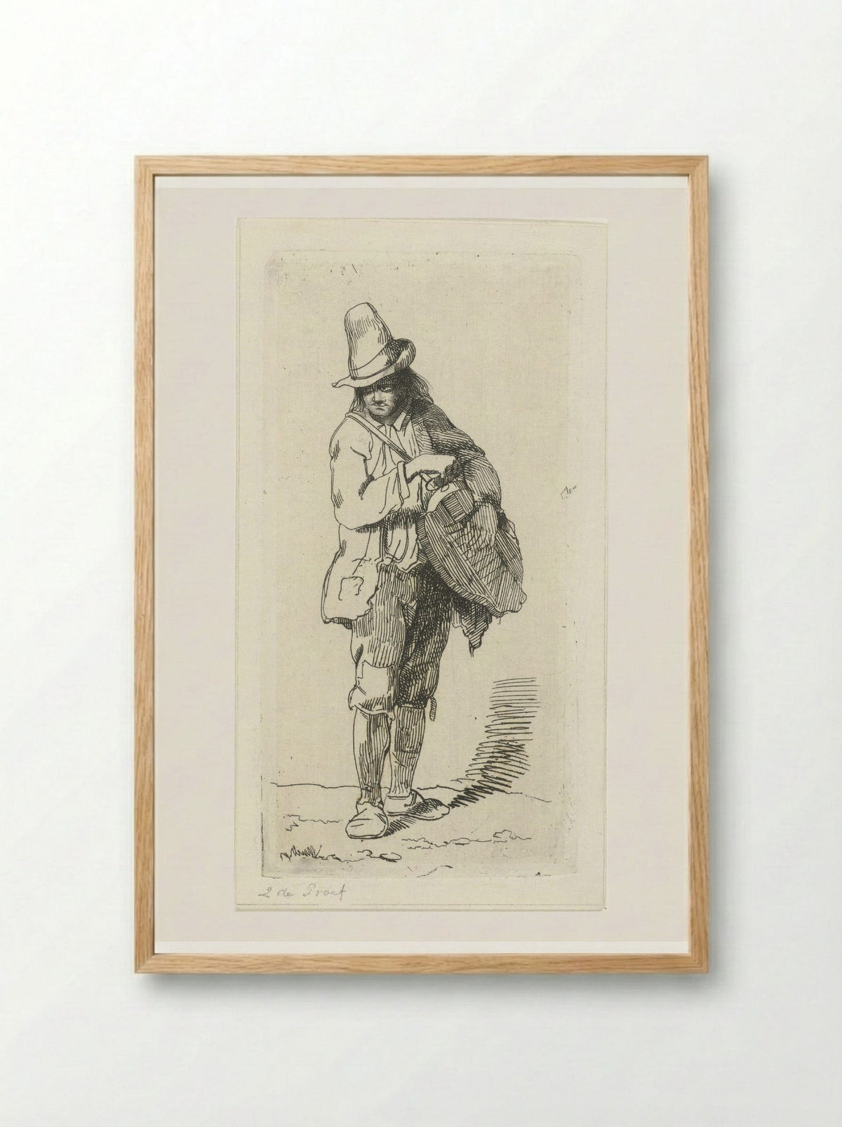 Straatmuzikant met draailier - Jacobus Ludovicus Cornet - Framed Print Wood