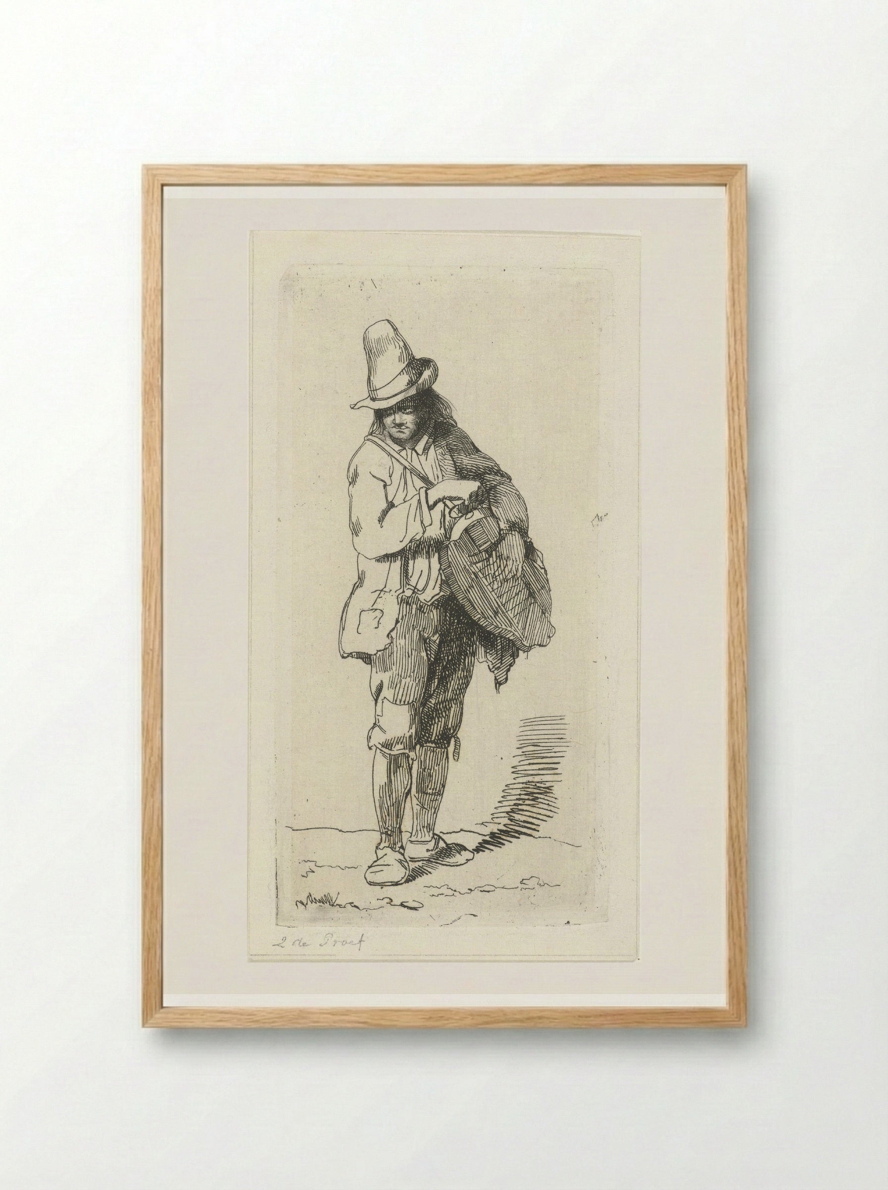 Straatmuzikant met draailier - Jacobus Ludovicus Cornet - Framed Print Wood