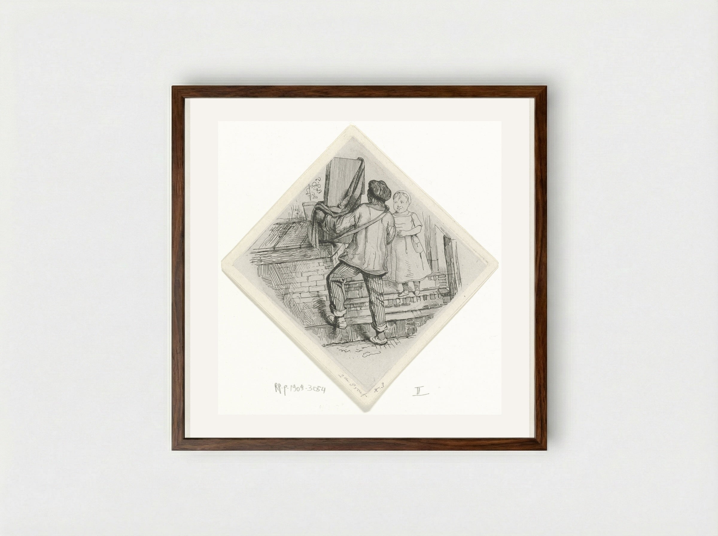 Straatmuzikant met draaiorgel - Jacobus Ludovicus Cornet - Framed Print Dark Wood
