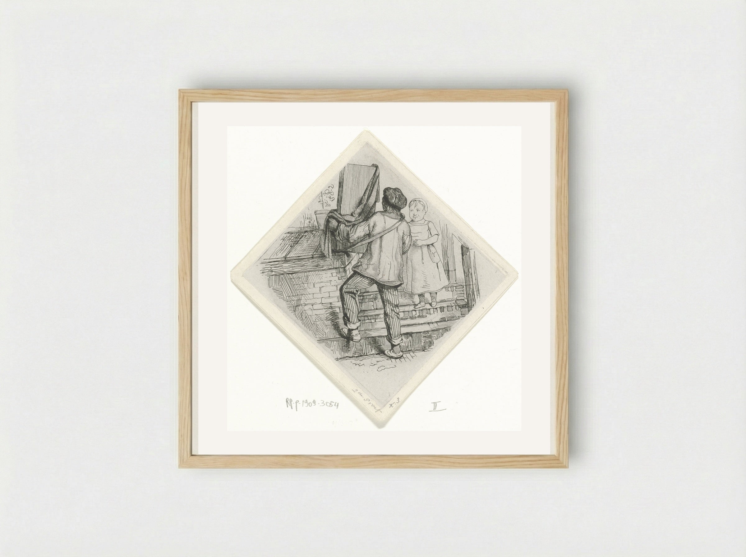 Straatmuzikant met draaiorgel - Jacobus Ludovicus Cornet - Framed Print Wood