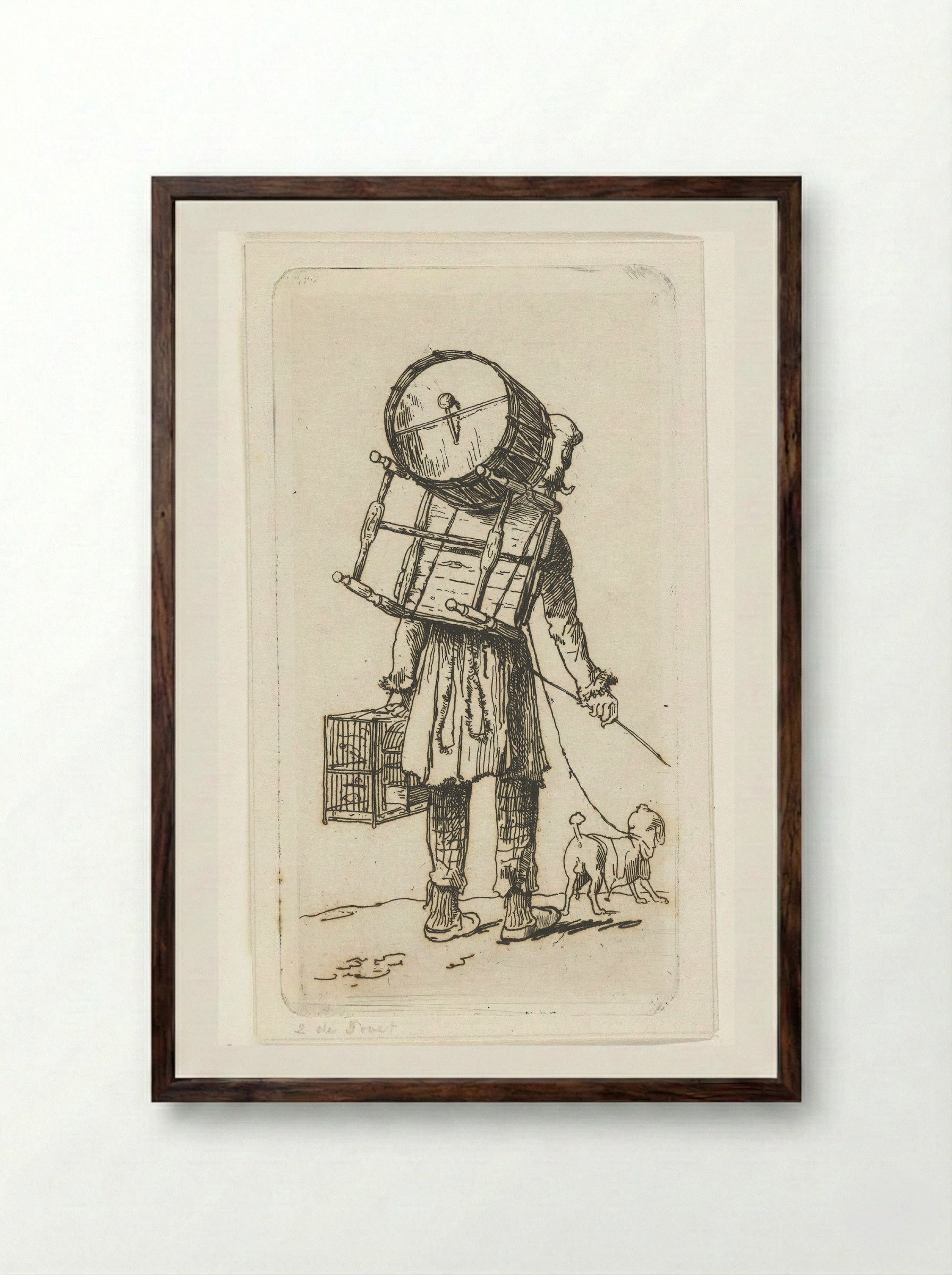 Straatmuzikant met hond - Jacobus Ludovicus Cornet - Framed Print Dark Wood
