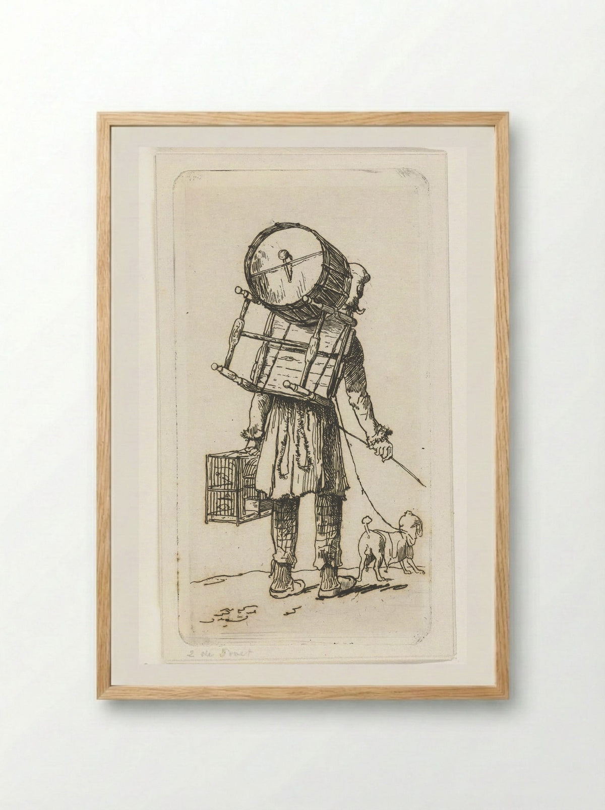 Straatmuzikant met hond - Jacobus Ludovicus Cornet - Framed Print Wood