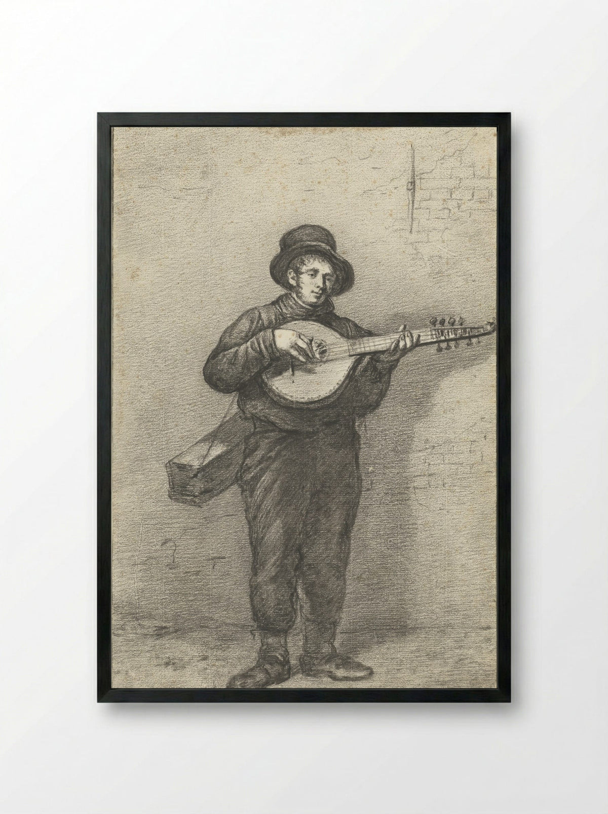 Straatmuzikant - Willem Albertus Haanebrink - Framed Print Black