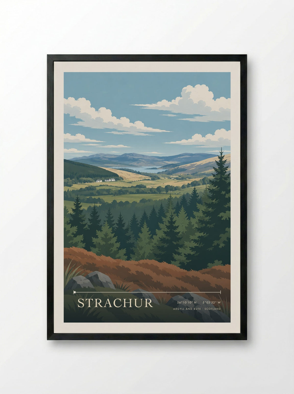 Strachur, Argyll and Bute | Travel Poster - Framed Print Black