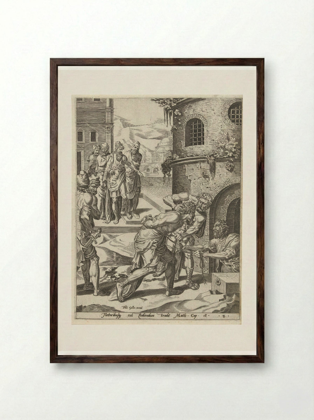 Straf van de ondankbare knecht - Dirck Volckertsz. Coornhert - Framed Print Dark Wood