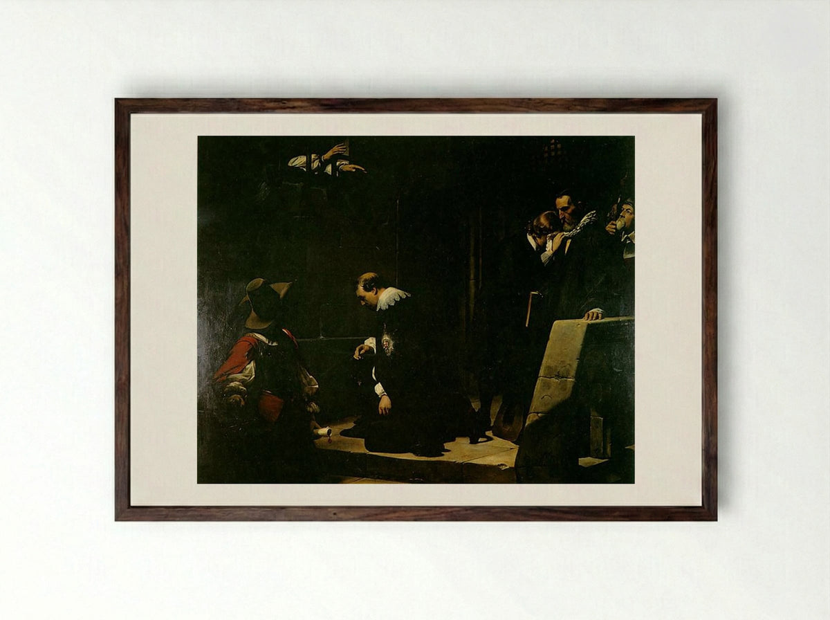 Strafford on his way to Execution - Paul Delaroche - Framed Print Dark Wood