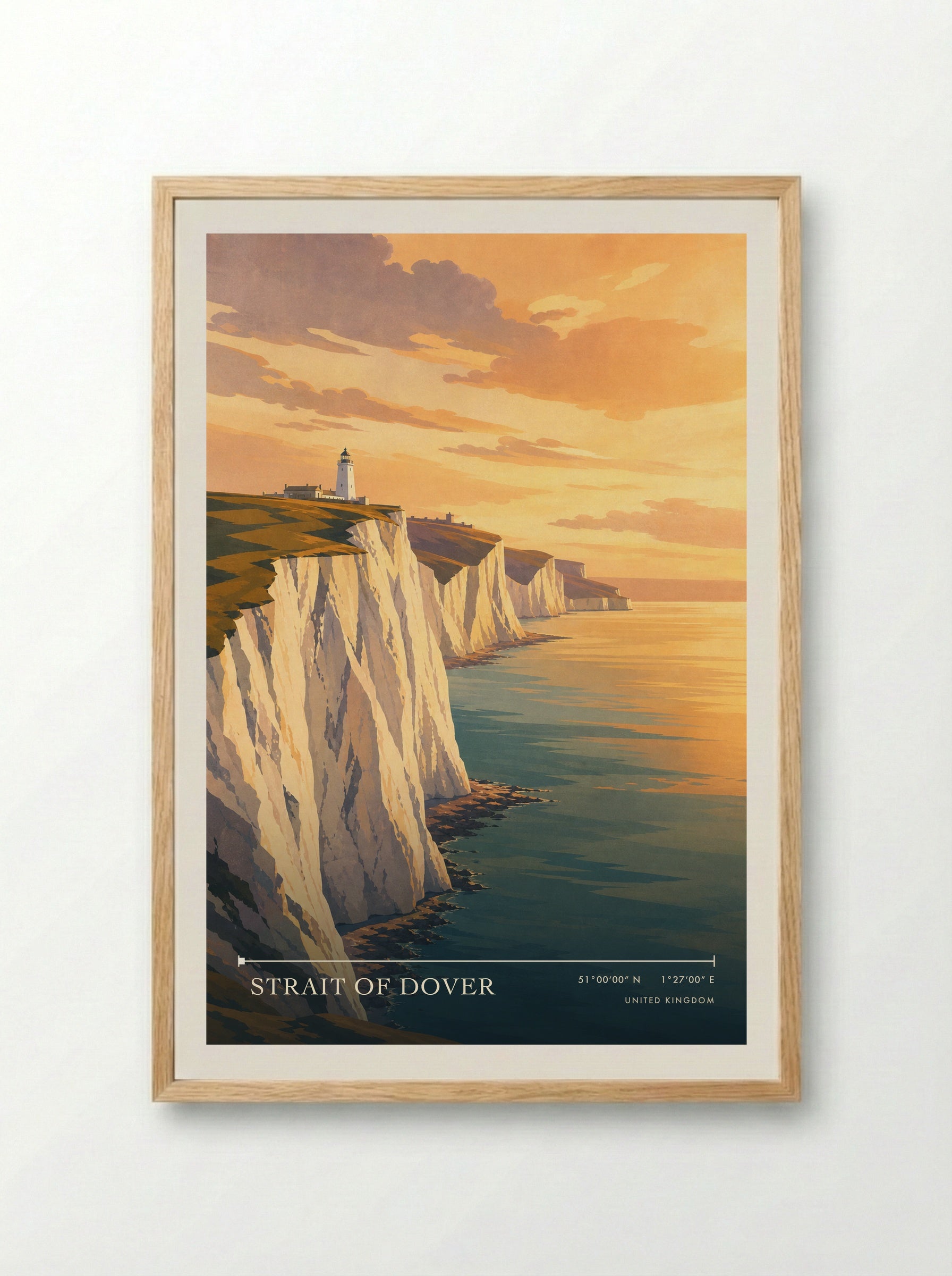 Strait of Dover United Kingdom Travel Poster - Framed Print Wood