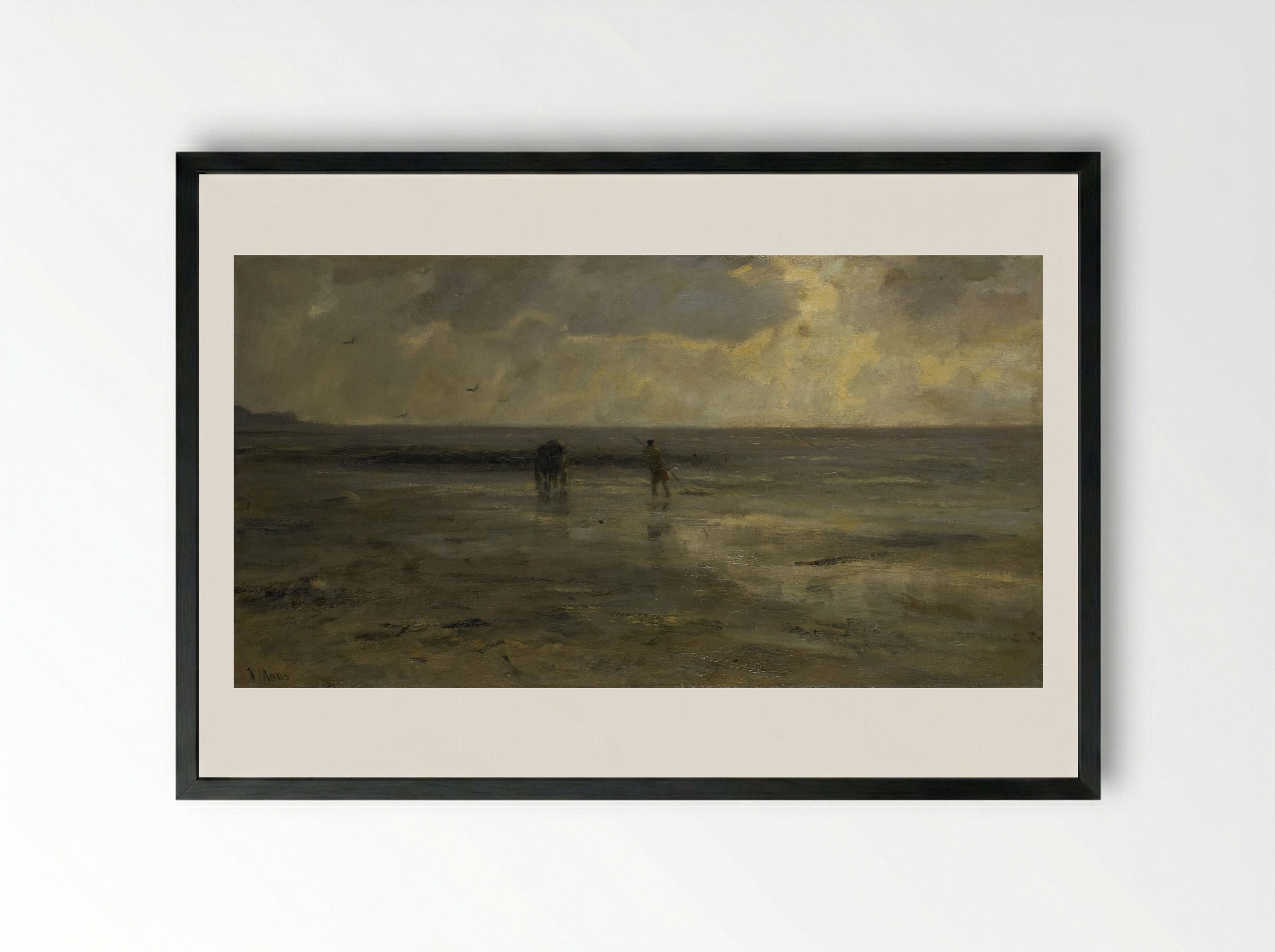 Strand bij avond - Jacob Maris - Framed Print Black