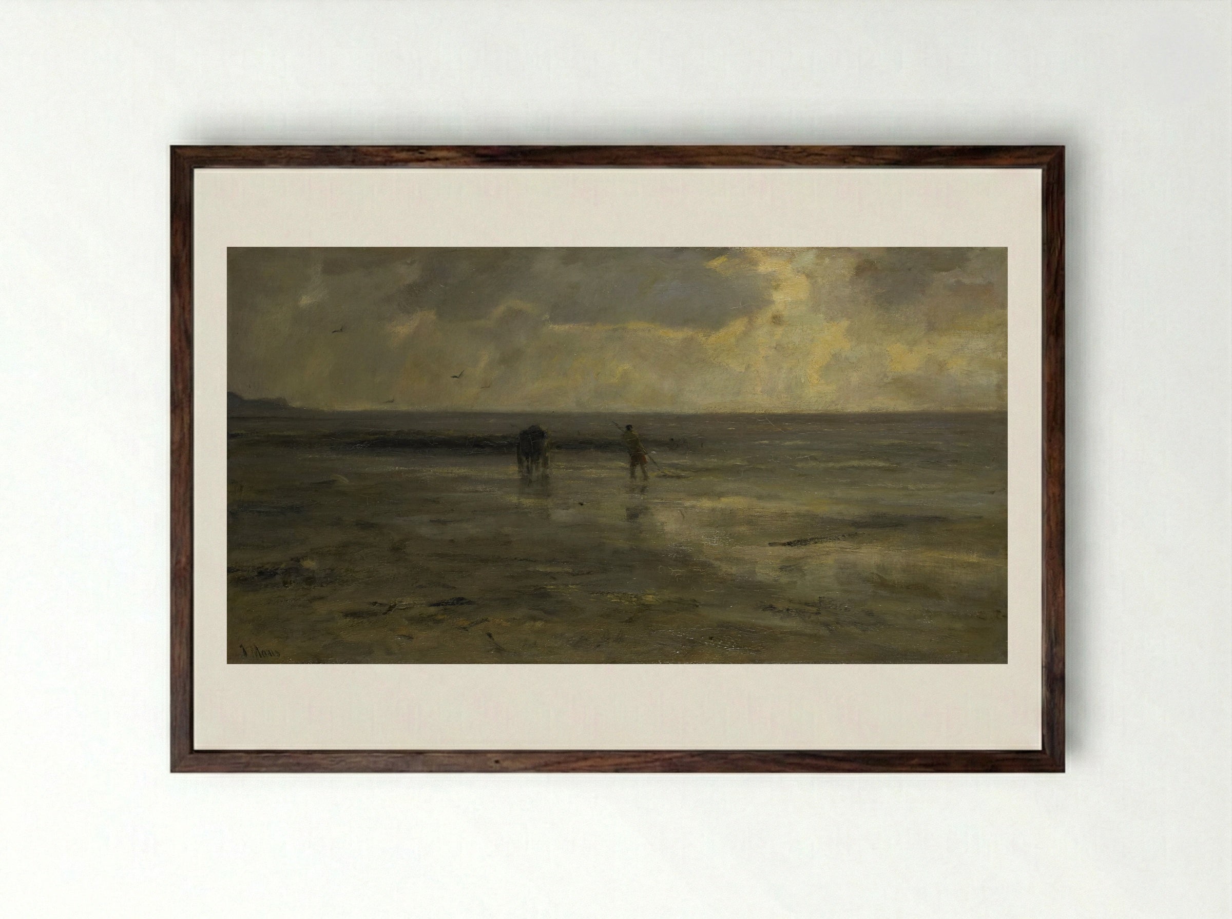Strand bij avond - Jacob Maris - Framed Print Dark Wood
