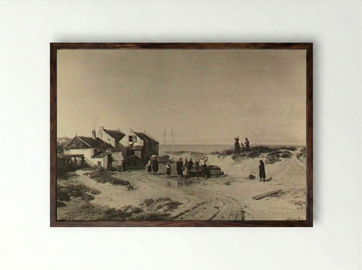 Strandgezicht bij Noordwijk aan Zee - Salomon Leonardus Verveer - Framed Print Dark Wood