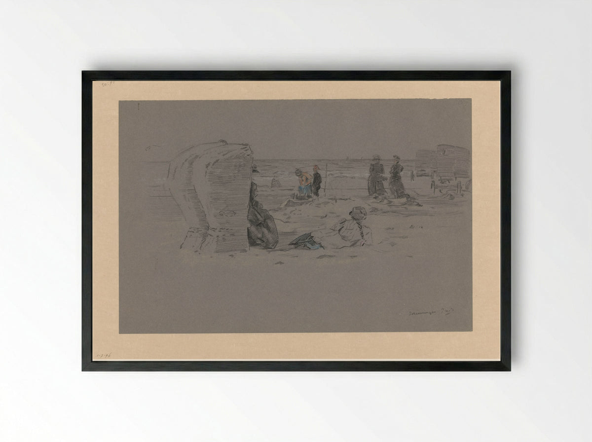 Strandgezicht te Scheveningen - Pieter Willem van Baarsel - Framed Print Black