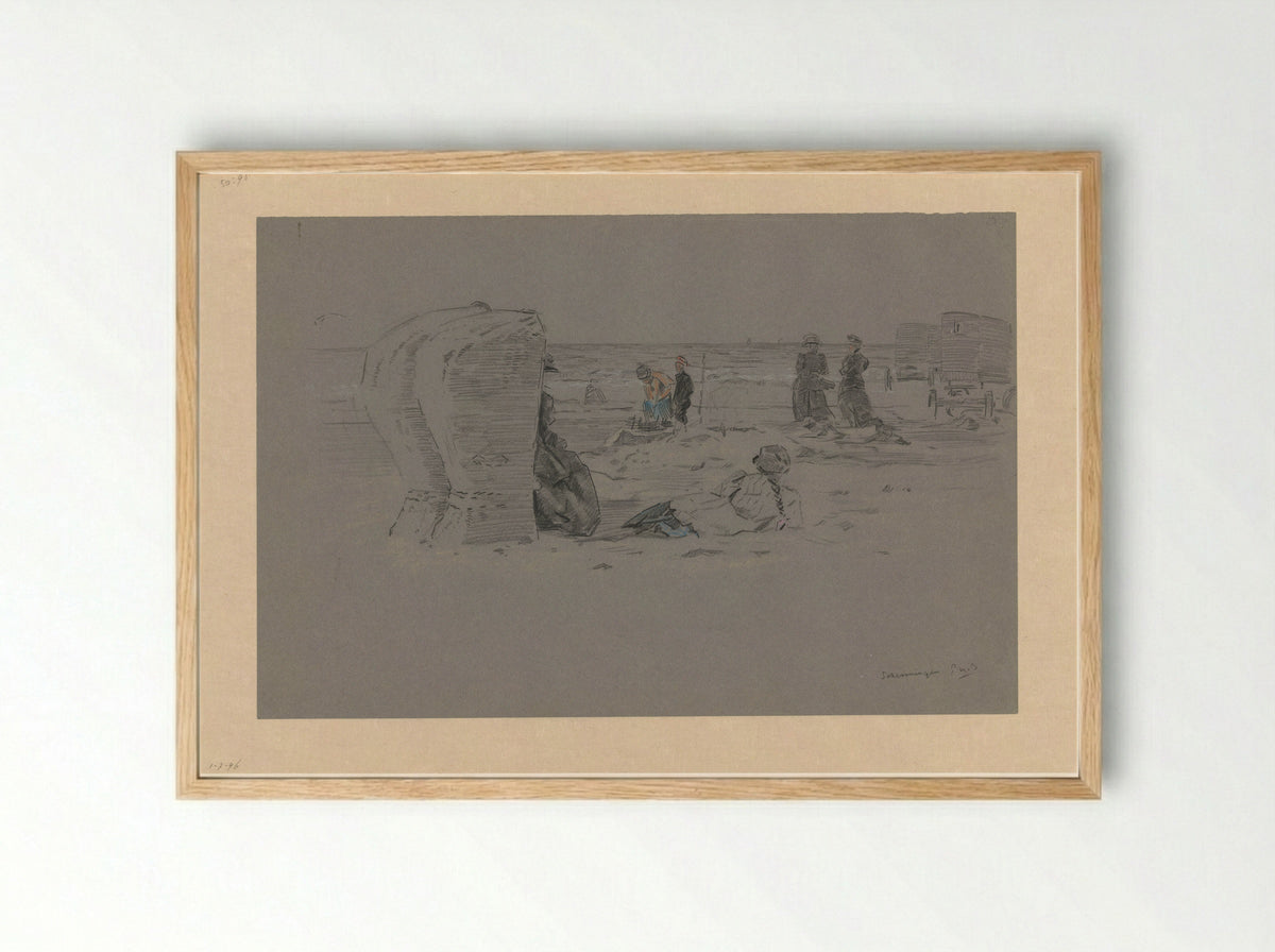 Strandgezicht te Scheveningen - Pieter Willem van Baarsel - Framed Print Wood