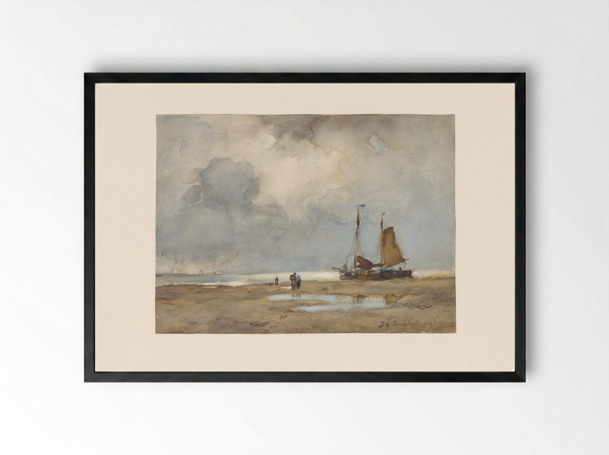 Strandgezicht - Johan Hendrik Weissenbruch - Framed Print Black